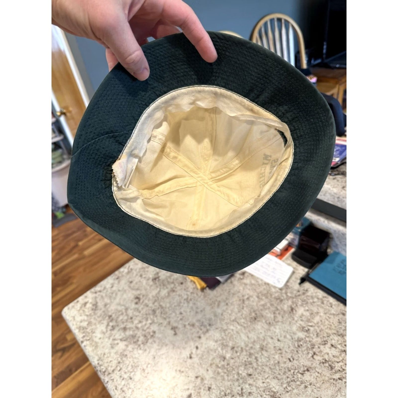 Champion VINTAGE Champion Bucket Hat MSU Michigan State University Spartans Size M White & Green Cotton Canvas Men 1950s College Sports 50s Size ONE SIZE - 5 Thumbnail