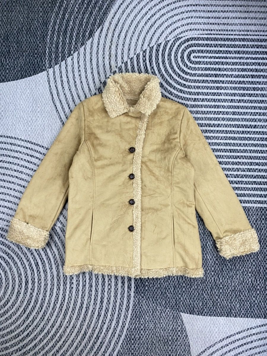 Japanese Brand Comfostrain Double Collar Lined Sherpa Suede Leather Jacket Size US M / EU 48-50 / 2 - 5 Thumbnail