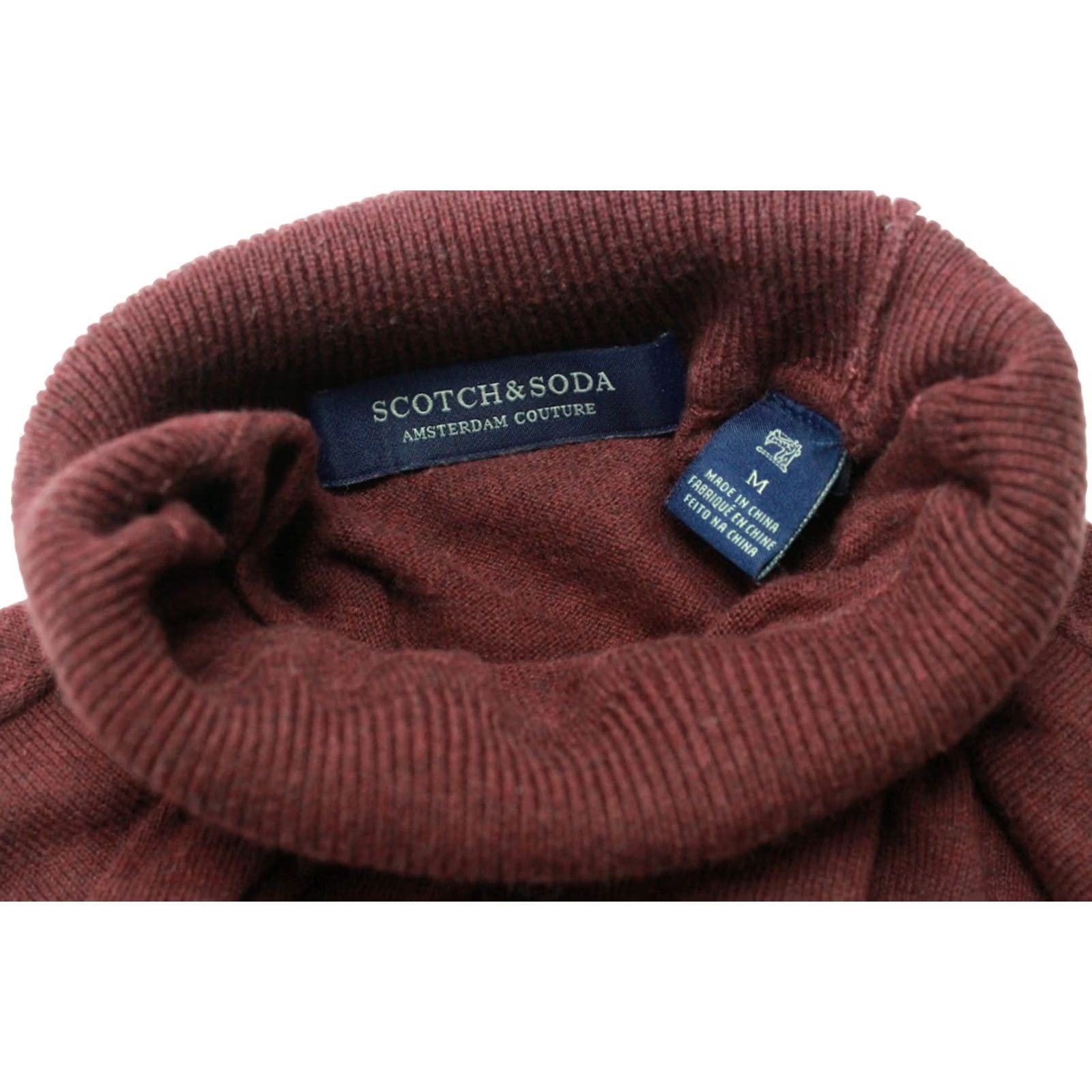 Scotch & Soda SCOTCH & SODA Jumper Mens MEDIUM High Neck Pullover Stretch Cashmere Blend Red Knit 95% Cotton 5% Cashmere Long Sleeve Regular Mens Size US M / EU 48-50 / 2 - 4 Thumbnail