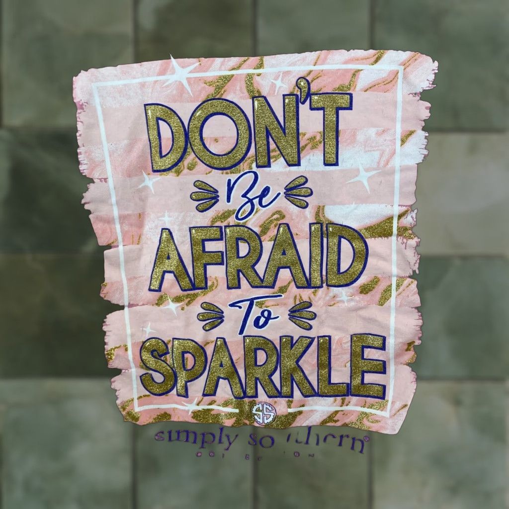 Pinko Simply Southern Women's T-Shirt Large Pink Graphic Print "Don't Be Afraid to Sparkle" Casual Crew Neck Regular Fit Size L / US 10 / IT 46 - 1 Thumbnail