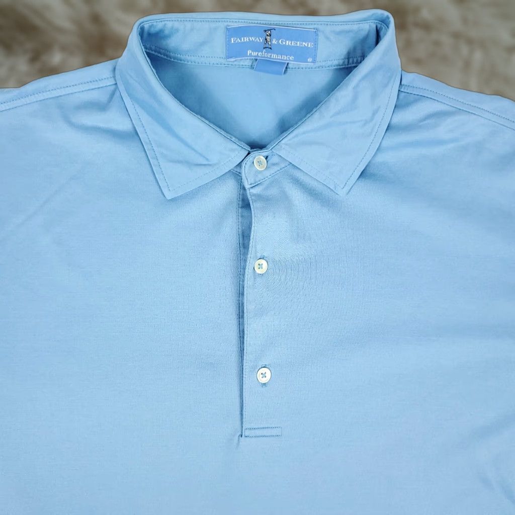 Vintage Fairway & Greene Performance Light Blue Golf Mens Short Sleeve Polo Shirt XL Size US XL / EU 56 / 4 - 1 Thumbnail