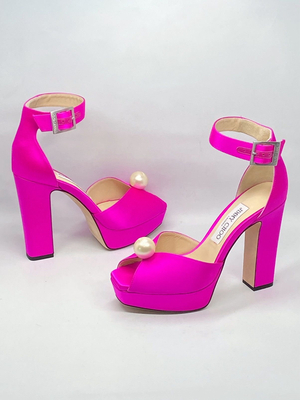 Jimmy Choo Jimmy Choo Socorie 120 Satin Platform Sandals size 37.5 Size US 7.5 / IT 37.5 - 12 Thumbnail