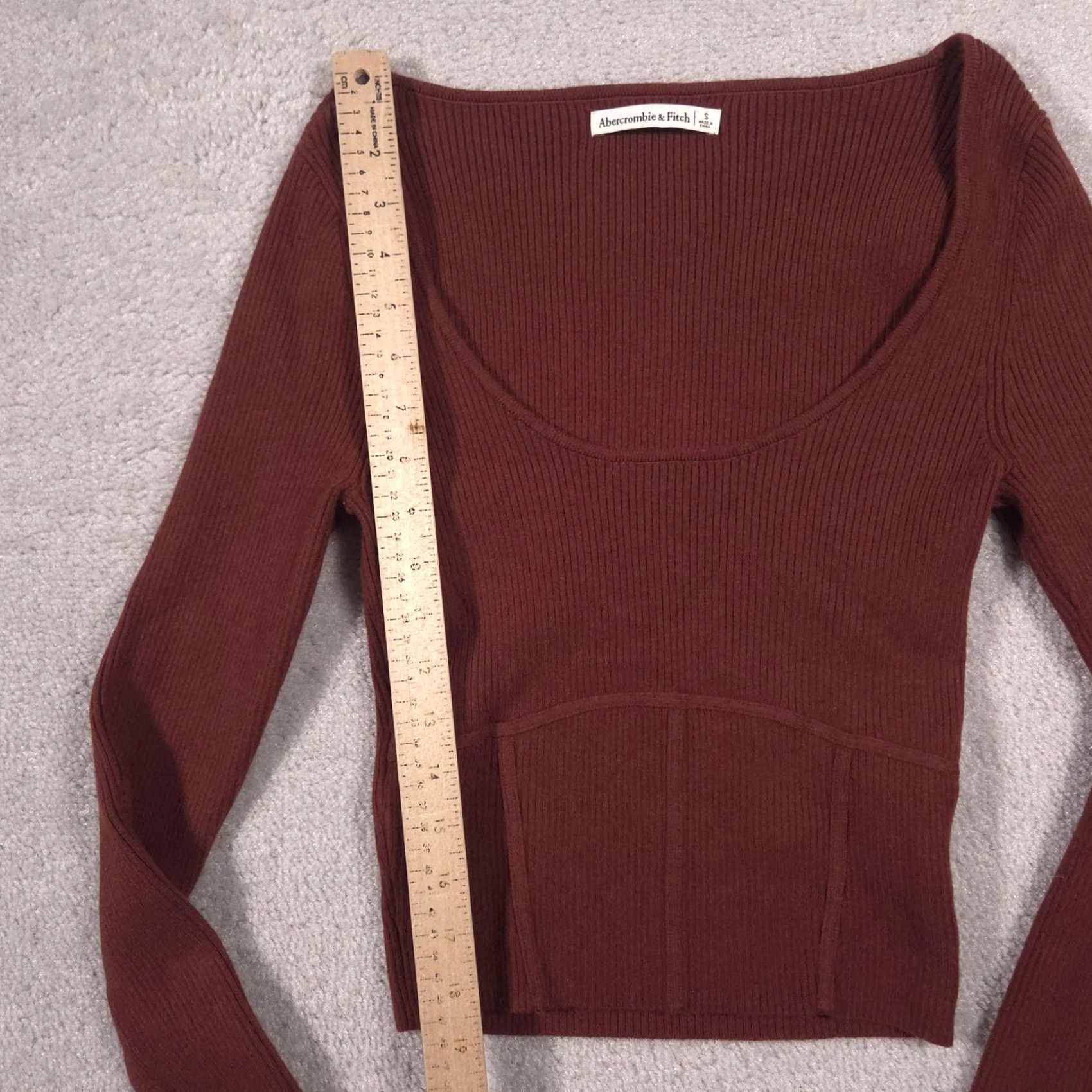 Abercrombie & Fitch Abercrombie & Fitch Sweater Womens Small Brown Scoop Neck Long Sleeve Cropped Size S / US 4 / IT 40 - 6 Thumbnail