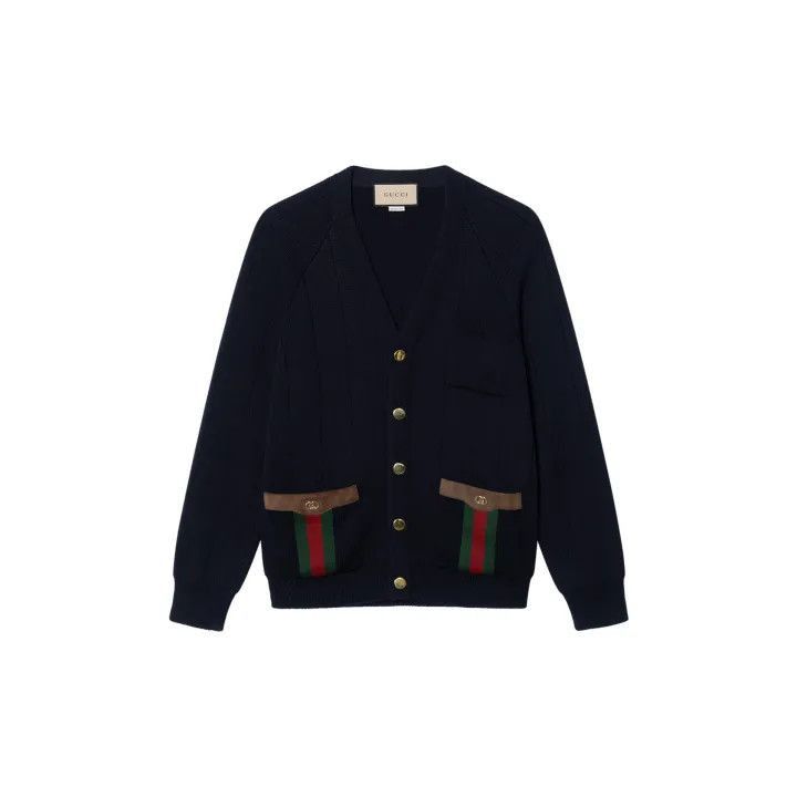 Gucci Gucci Gucci Wool Blend Cardigan for Men in Black -2506 Size US M / EU 48-50 / 2 - 2 Thumbnail