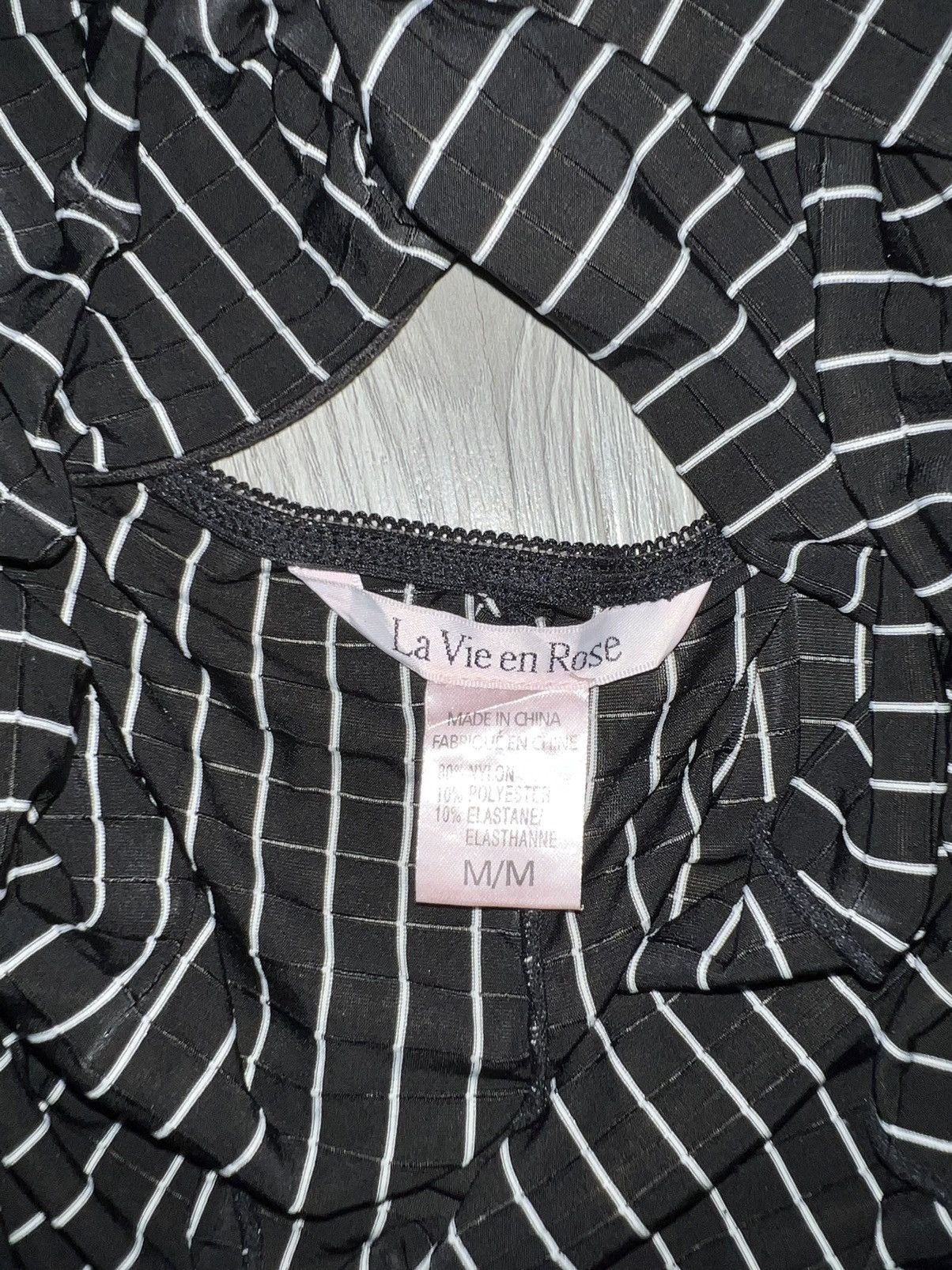 Japanese Brand Black striped with lace mini dress 🖤 Size M / US 6-8 / IT 42-44 - 11 Thumbnail