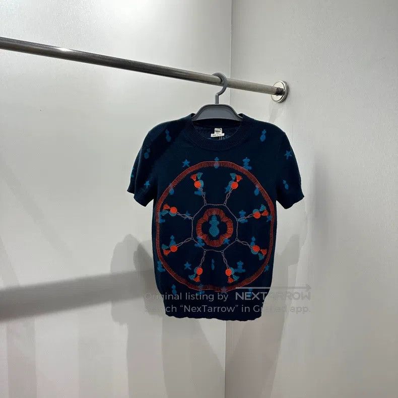 Hermes Hermes Embroidered pattern cashmere short sleeve Size XS / US 0-2 / IT 36-38 - 1 Thumbnail