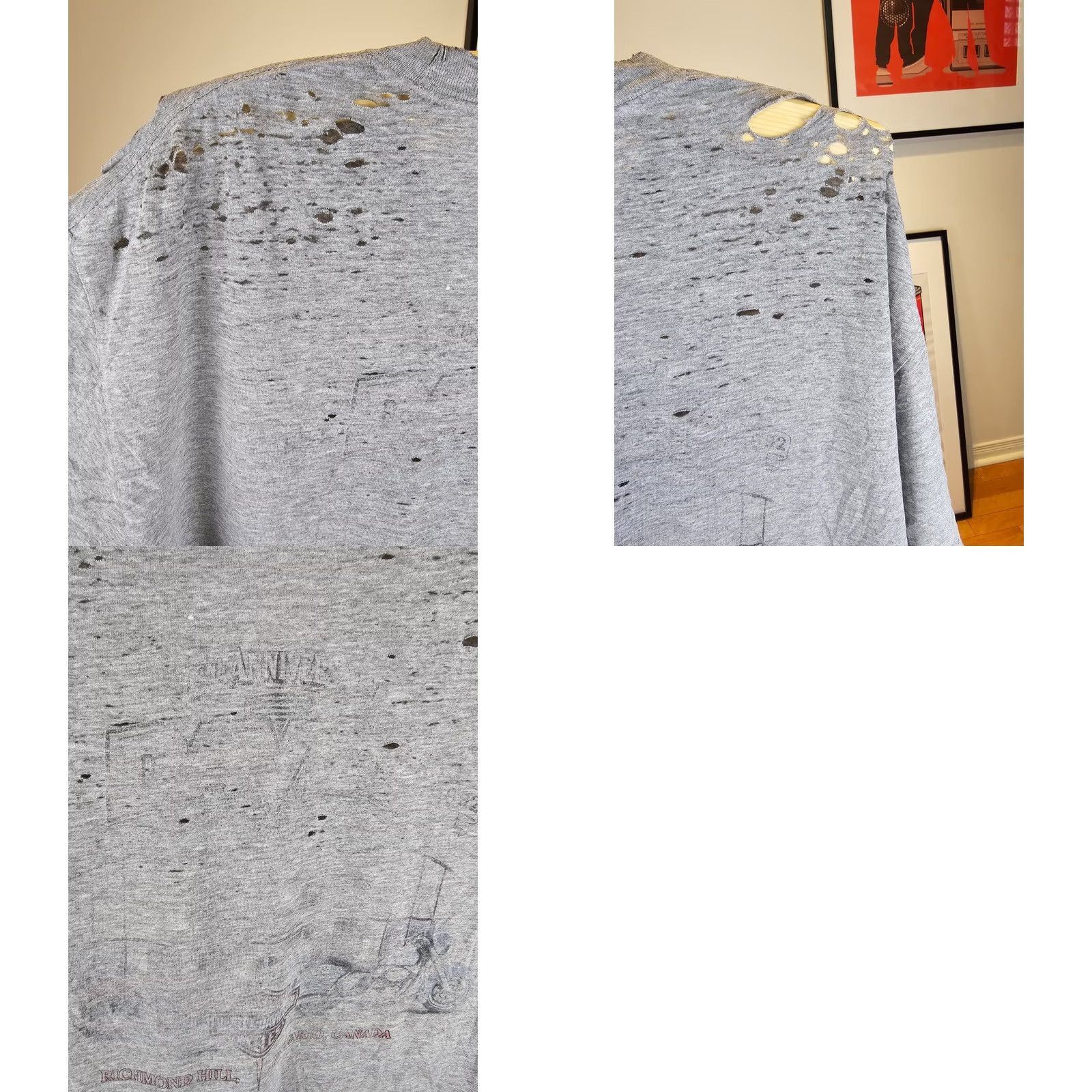 Harley Davidson Harley-Davidson Gray Cotton T-Shirt XL Worn Distressed Faded Mens Size US XL / EU 56 / 4 - 9 Thumbnail
