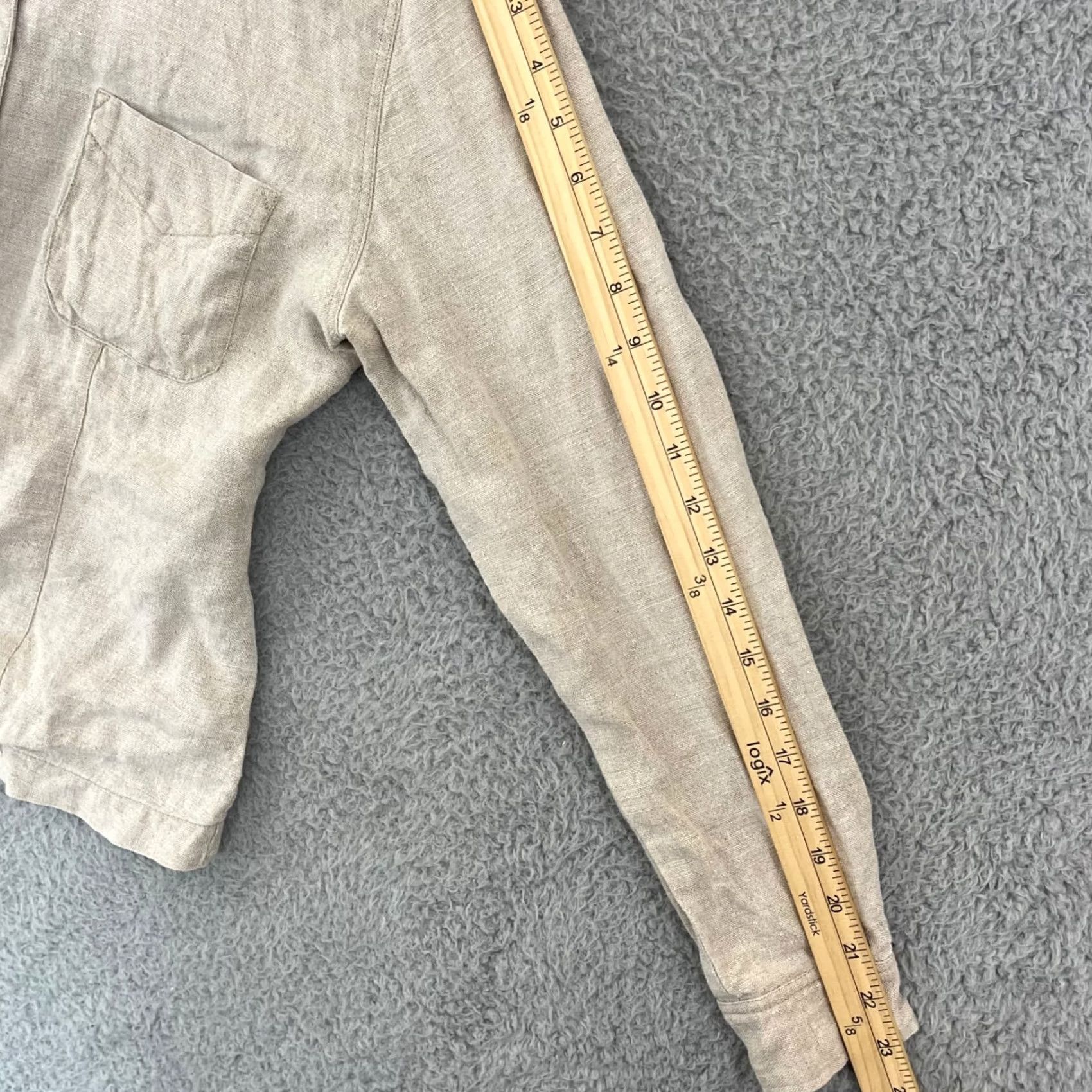Ann Taylor Ann Taylor Shirt Womens 8 Beige Button Up 100% Linen Pocket Long Sleeve Collar Size M / US 6-8 / IT 42-44 - 8 Thumbnail