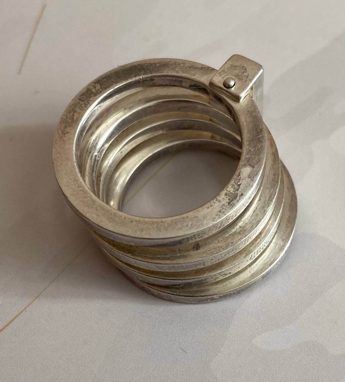 Gucci 🇮🇹 Gucci Ring 4 Bands Sterling Silver 925 Made Italy Vintage Size ONE SIZE - 9 Thumbnail