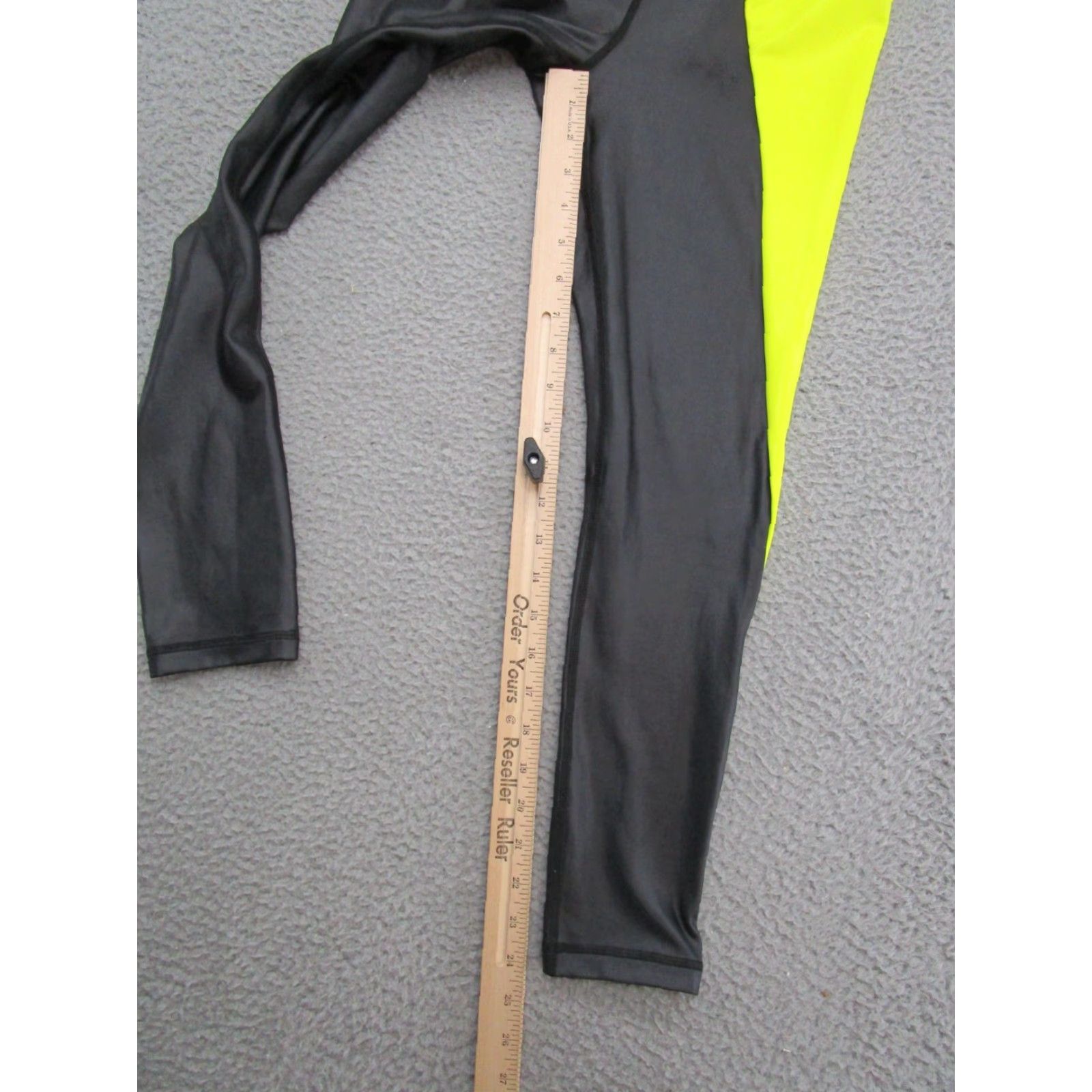Vintage Zyia Active 2 Tone Neon Yellow Black Stretch Leggings Women's 6-8 Workout Pants Skinny Ankle Gym Run Yoga Activewear Womens Neckline? Size 28" / US 6 / IT 42 - 6 Thumbnail