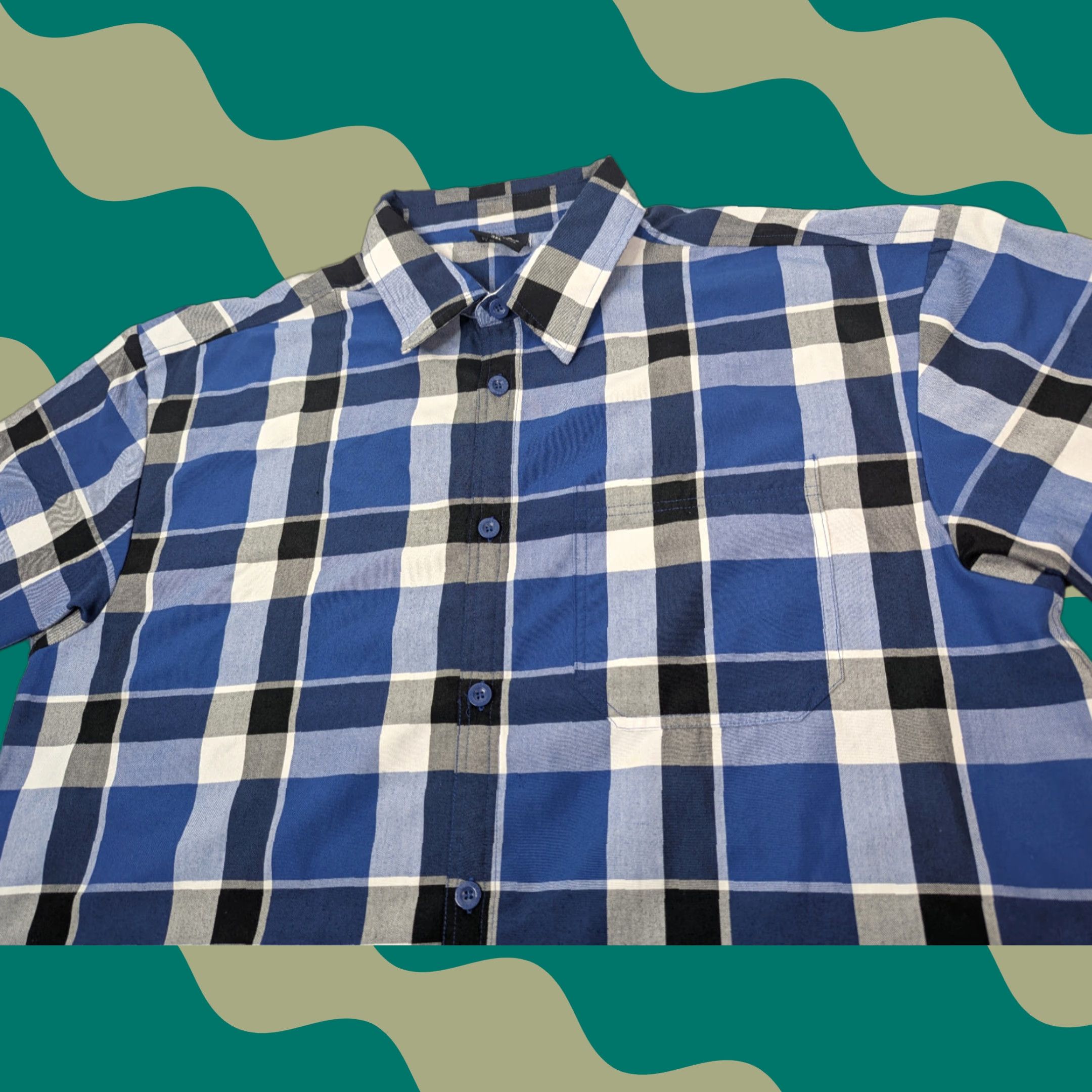 Vintage Yago Button-Up Shirt Men 3XL Short Sleeve Blue Plaid Fashion Casual Workwear Shirt Size US XXL / EU 58 / 5 - 1 Thumbnail