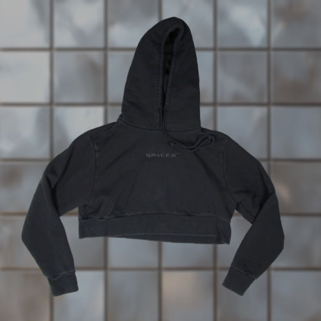 Vintage SpaceX Hoodie Women Large Black Organic Cropped Pullover Long Sleeve Logo Size L / US 10 / IT 46 - 1 Thumbnail