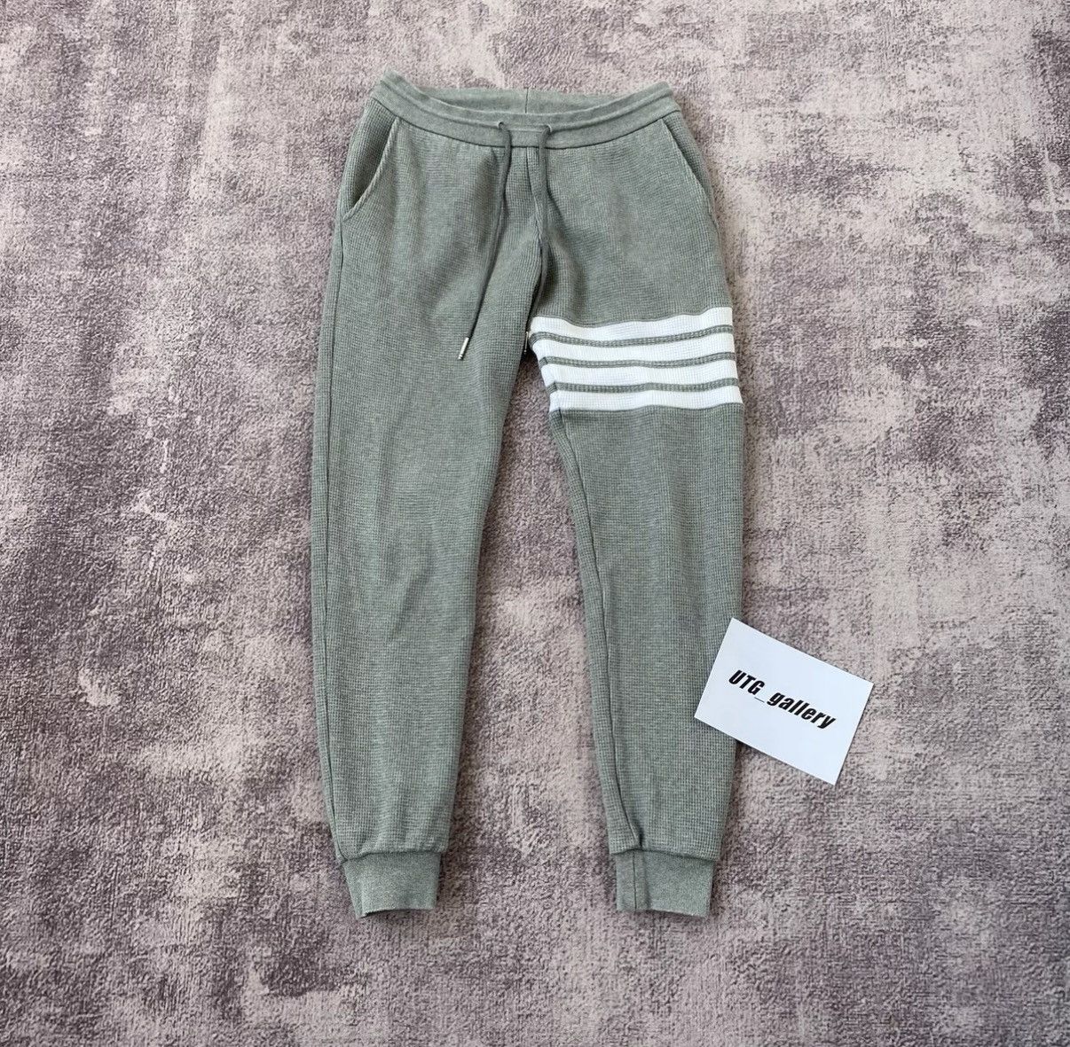 Thom Browne Thom Browne Striped Waffle Grey Lounge Pants Size US 28 / EU 44 - 1 Thumbnail