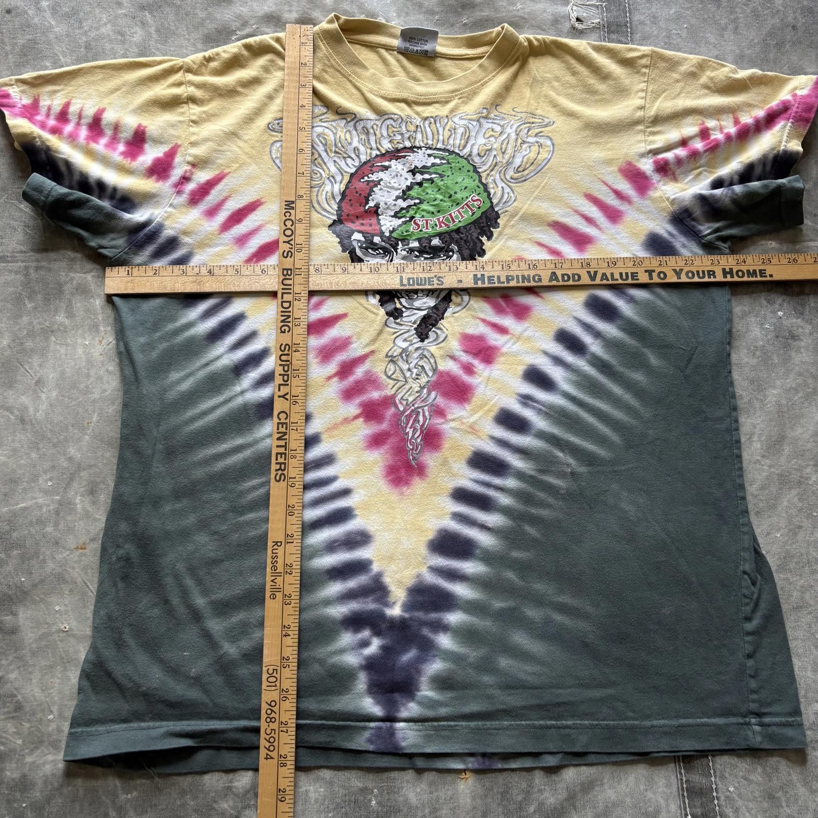 Grateful Dead Vintage Y2K Grateful Dead Rasta Skull Tie-Dye Band Shirt Size US XL / EU 56 / 4 - 5 Thumbnail