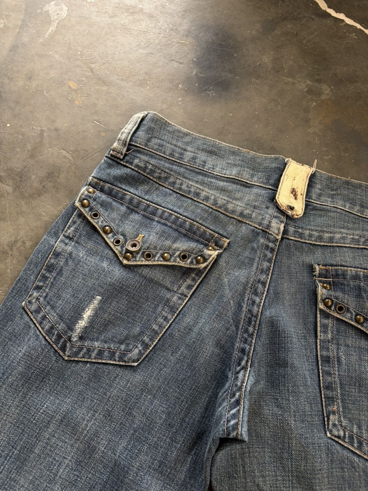 Tornado Mart 2000s spinash - flare studded distressed mudawash pants Size US 35 - 5 Thumbnail