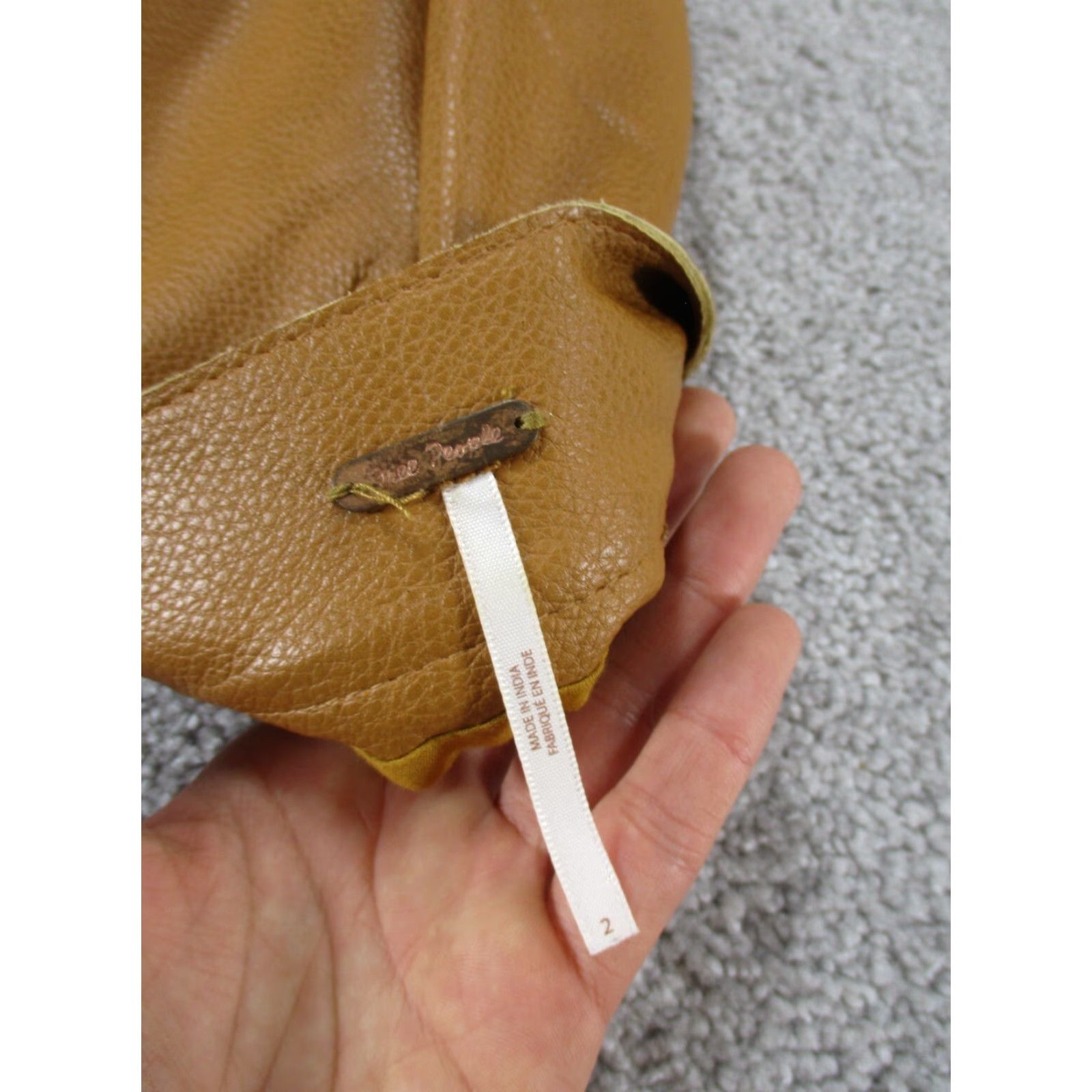 Free People VINTAGE Free People Skirt Womens 2 Light Brown Faux Leather Zip Front A-Line Short Lined Zipper Mens? Size 26" / US 2 / IT 38 - 5 Thumbnail