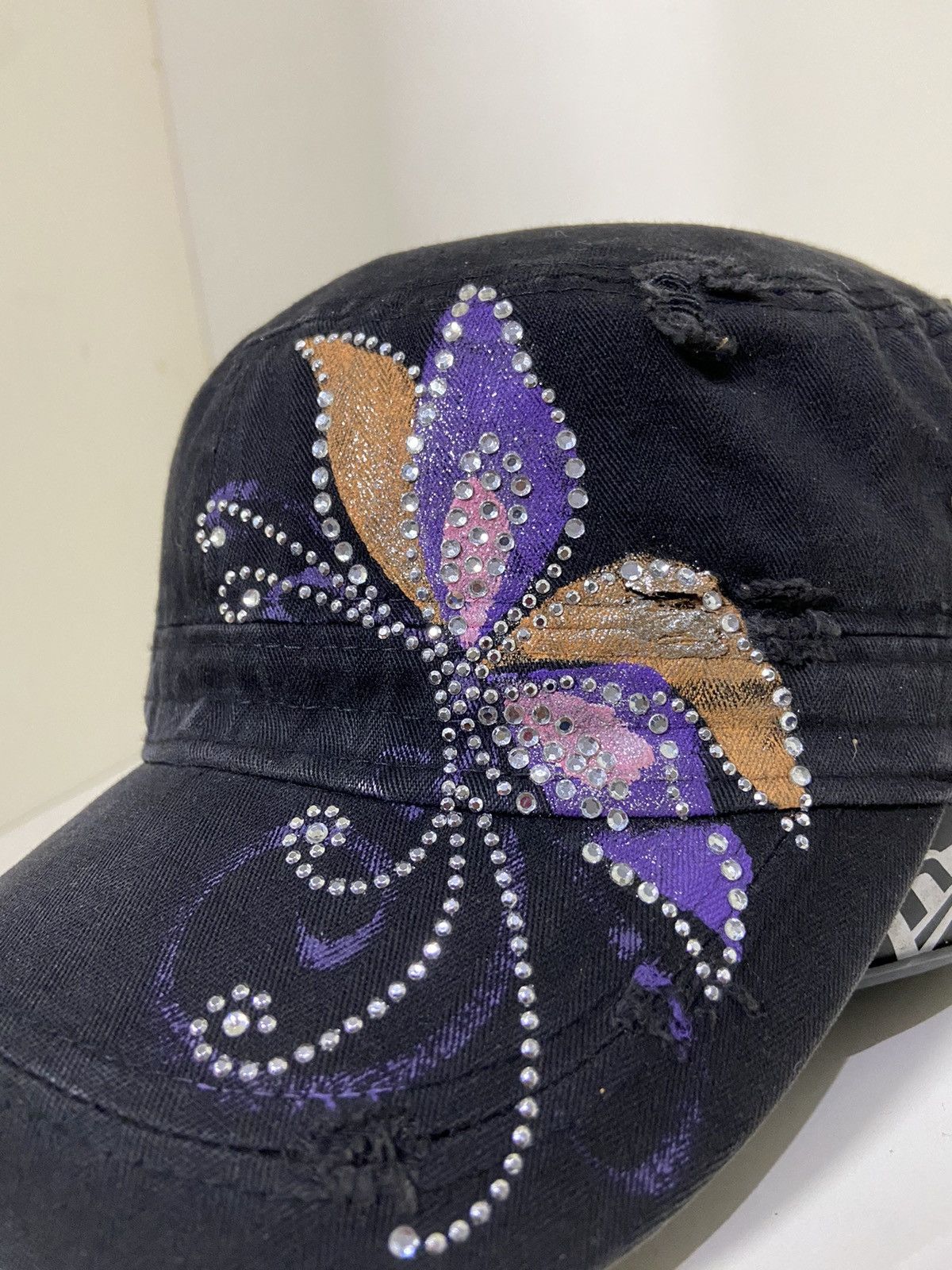 Japanese Brand Vintage Y2K denim patrol hat buterfly Size ONE SIZE - 3 Thumbnail