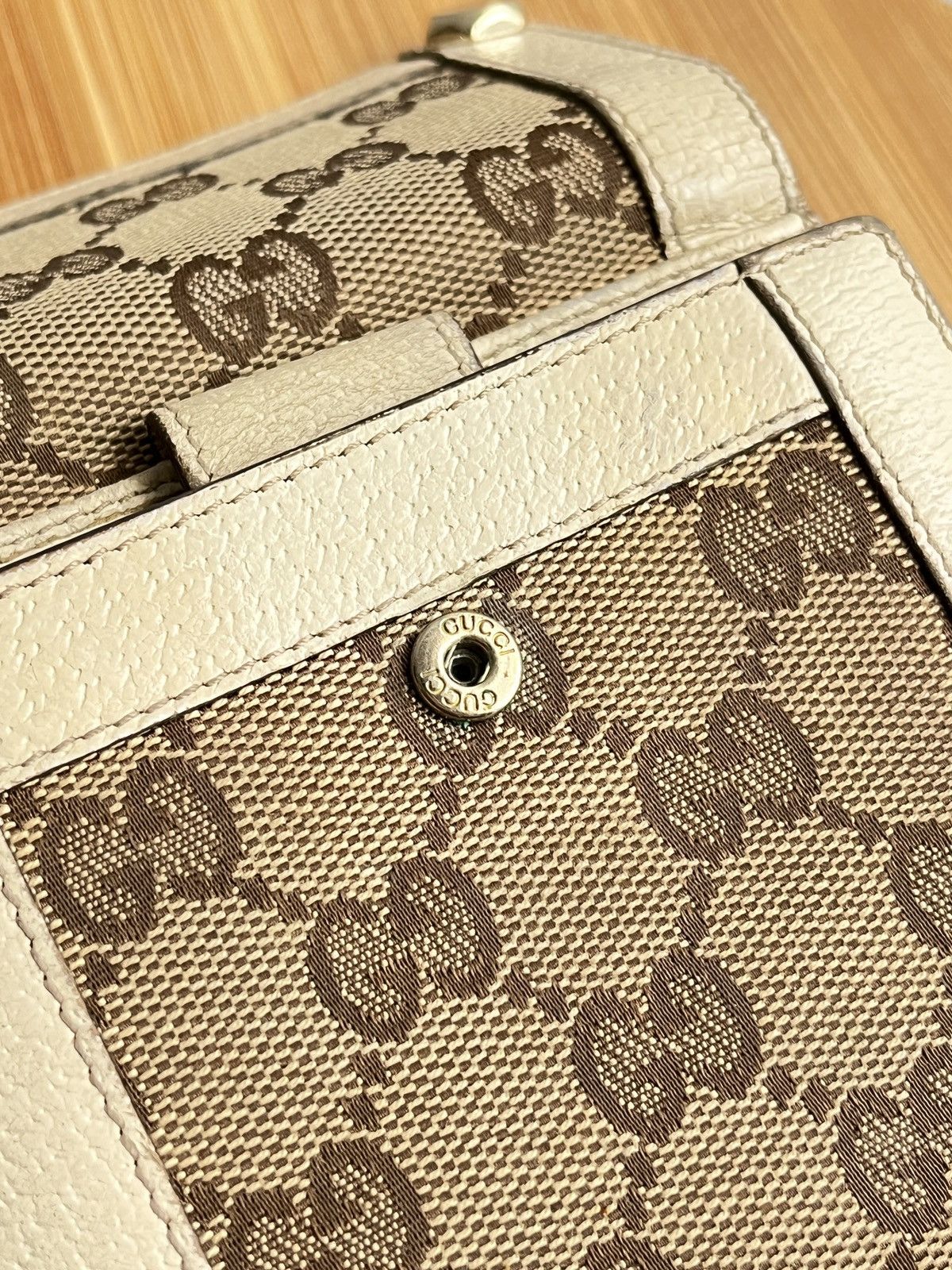 Gucci Gucci Beige/Off White GG Canvas and Leather Compact Wallet Size ONE SIZE - 10 Thumbnail