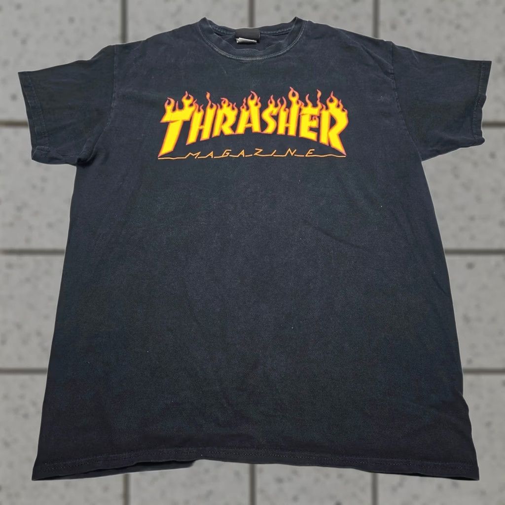 Thrasher VINTAGE Thrasher Magazine Fire Flame Spellout Skateboarding Black T-Shirt Size Medium Size US M / EU 48-50 / 2 - 1 Thumbnail