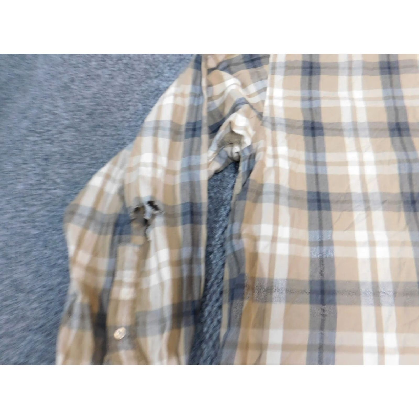 Vintage Turnbury Mens Shirt XL Beige Plaid Button-Down Collared Long Sleeve Knit Cotton Linen Button Up Easy Breathable Modern Size US XL / EU 56 / 4 - 2 Thumbnail