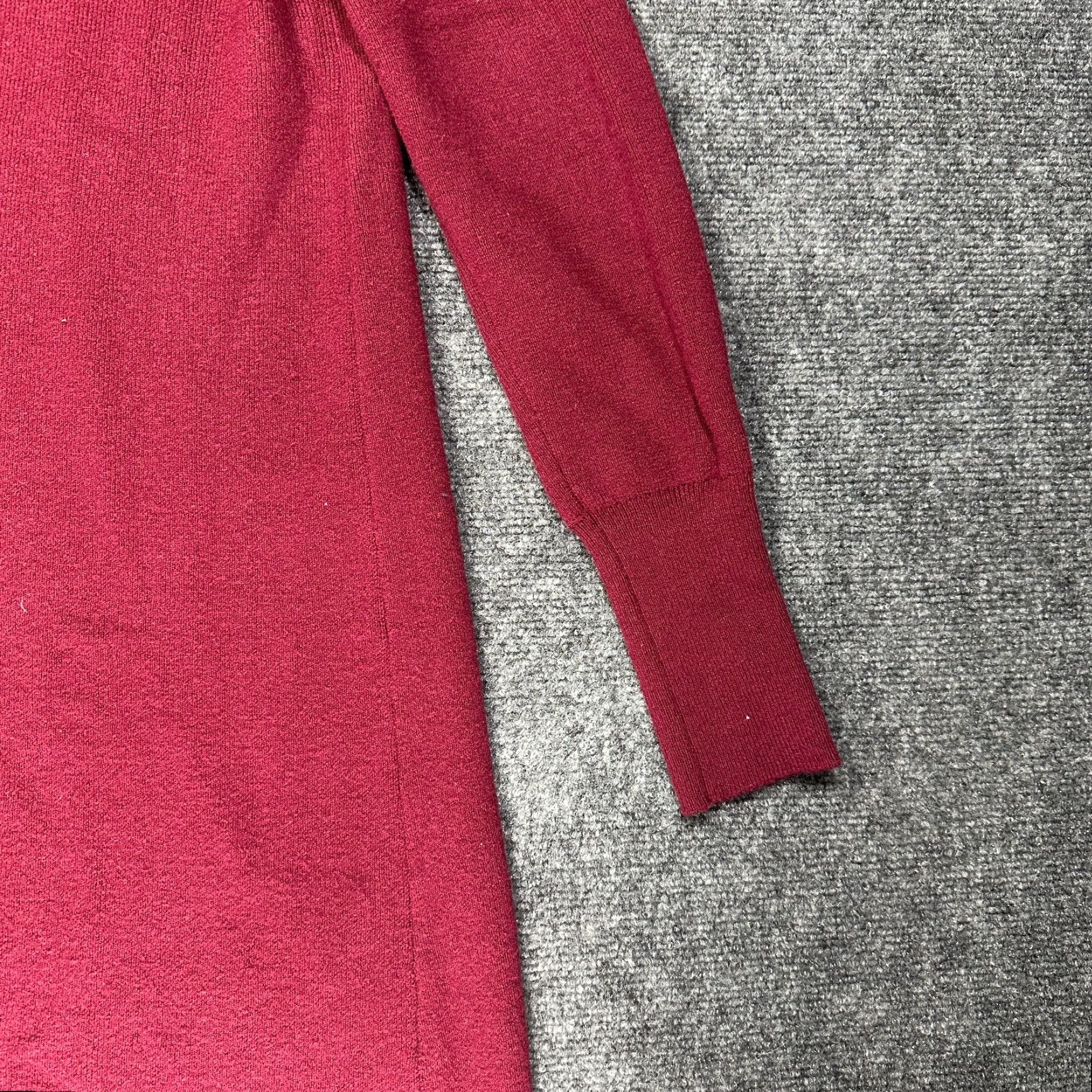 Ann Taylor Ann Taylor Sweater Dress Womens Petite Medium Maroon Wool Blend Mock Neck Knit Midi Dress Size M / US 6-8 / IT 42-44 - 3 Thumbnail