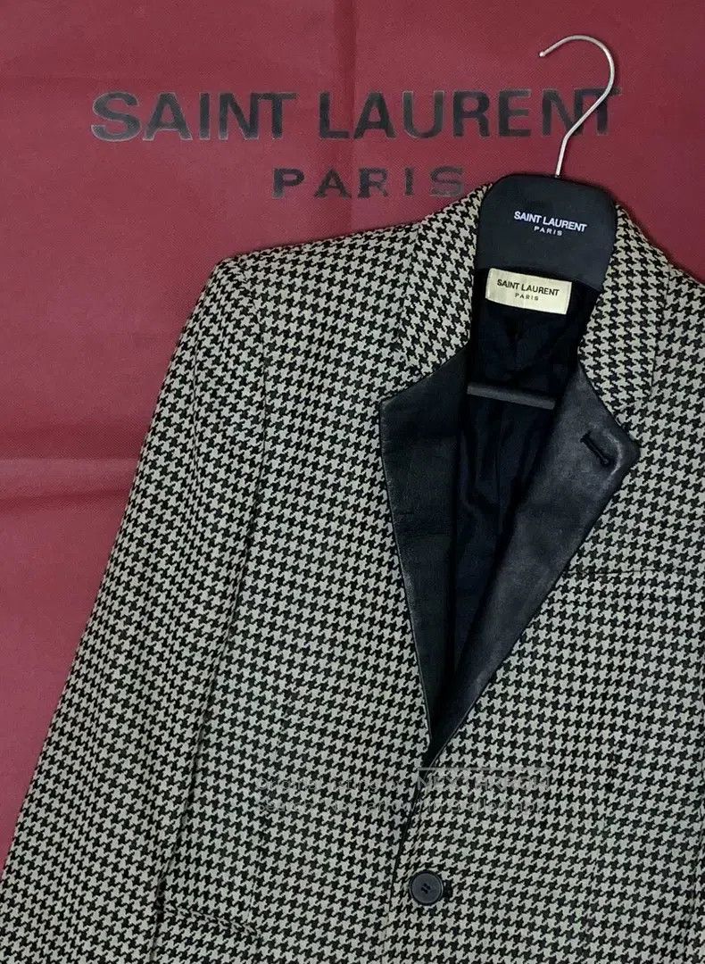 Saint Laurent Paris Saint Laurent Paris Leather Collar Houndstooth Suit Size US S / EU 44-46 / 1 - 6 Thumbnail