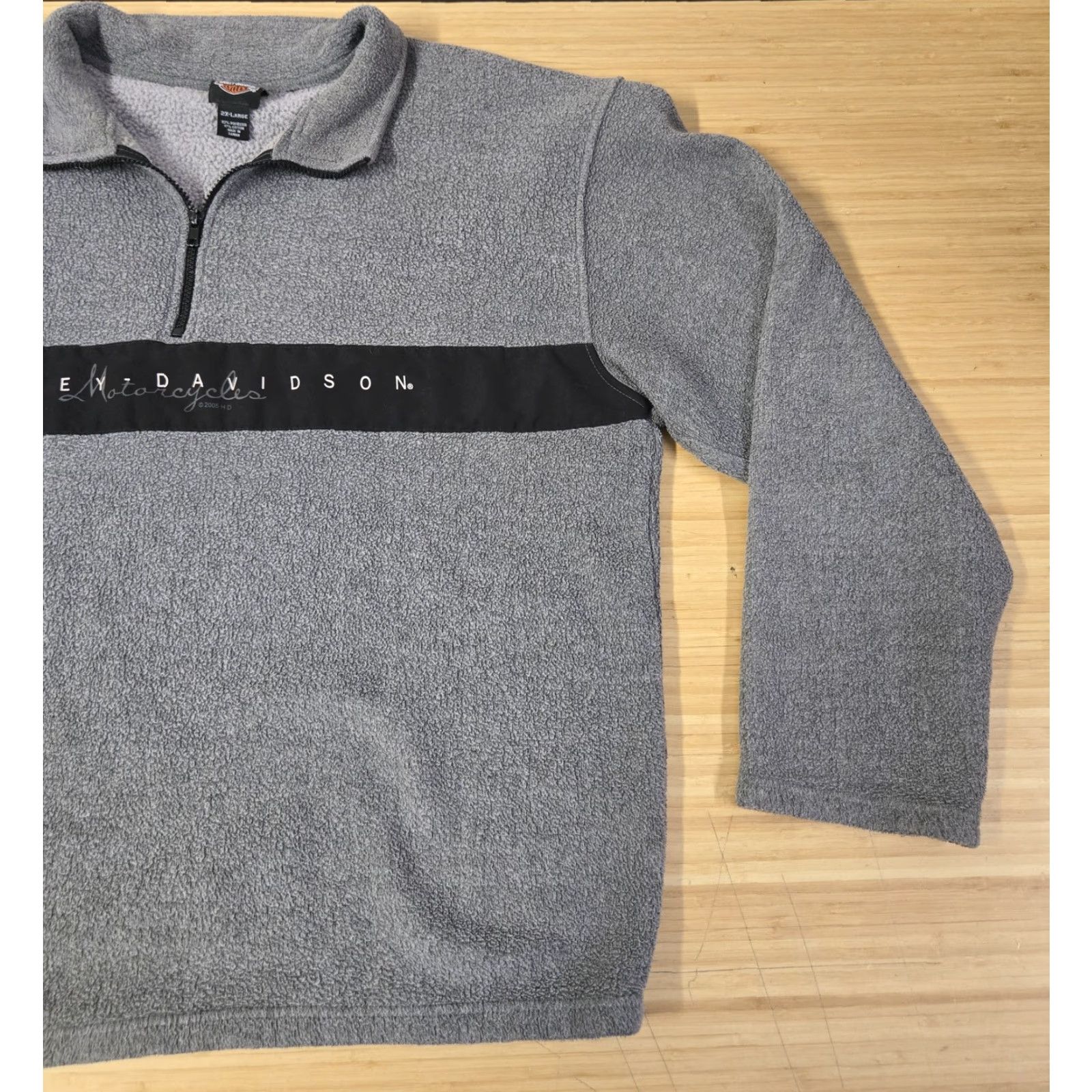 Harley Davidson VINTAGE Harley-Davidson Pullover Mens 2XL Gray Black Fleece Quarter Zip Motorcycle 2004 Size US XXL / EU 58 / 5 - 2 Thumbnail