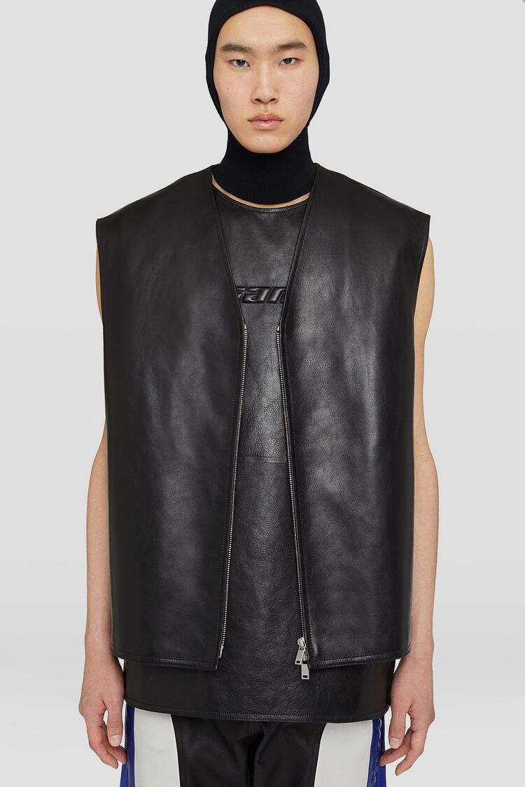Jil Sander o1w1db10825 Leather Vest in Black Size US L / EU 52-54 / 3 - 5 Thumbnail