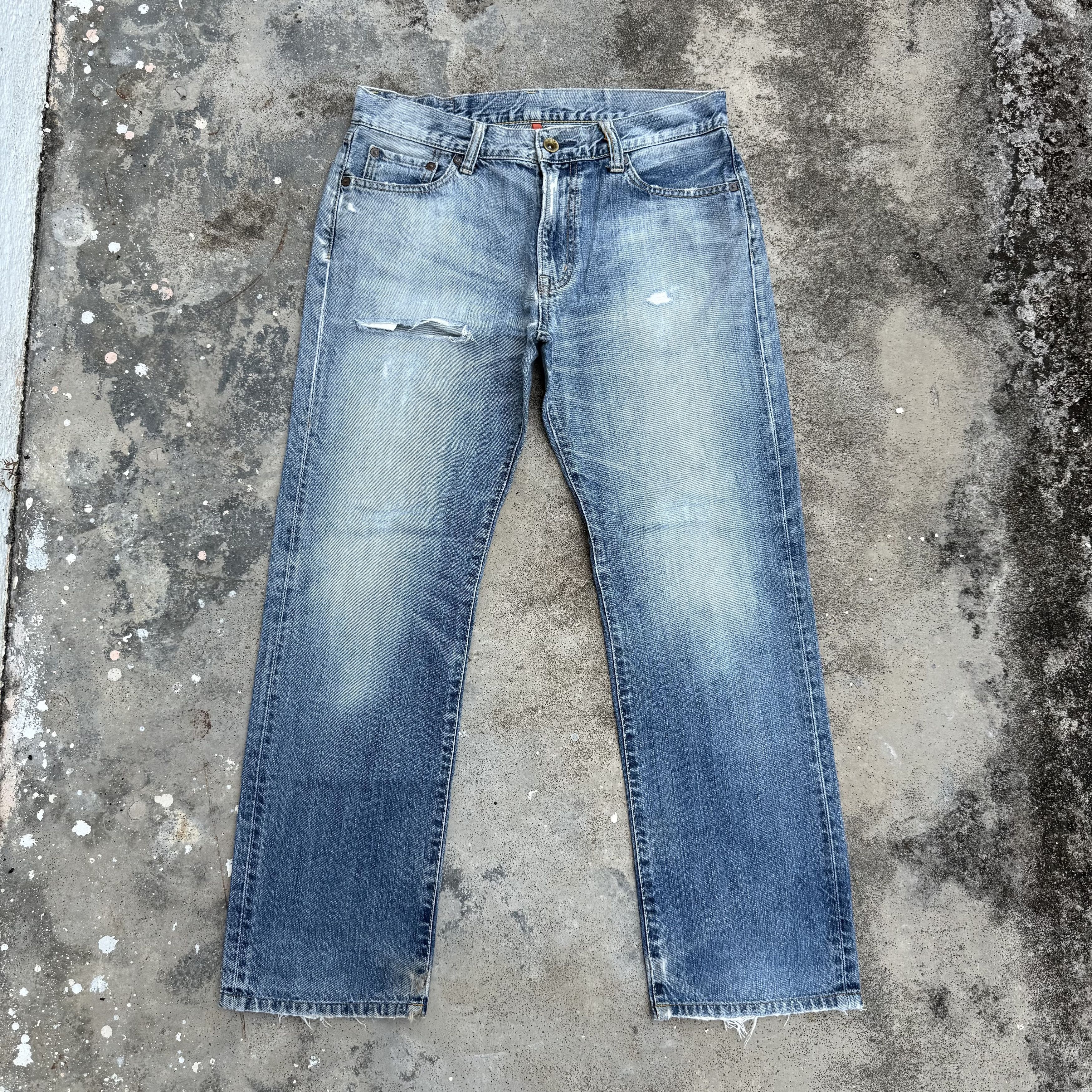 Jean Vintage Japanese faded ripped jeans denim pants Size US 34 / EU 50 - 2 Thumbnail