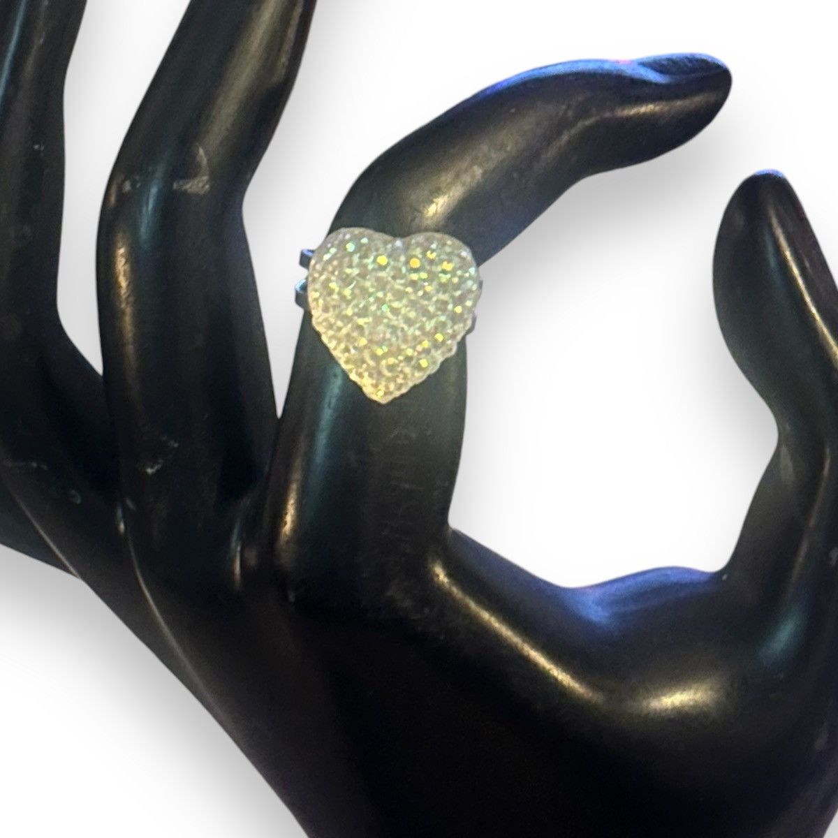 Vintage Vintage Aurora Borealis lucite puffed heart ring Size ONE SIZE - 2 Thumbnail