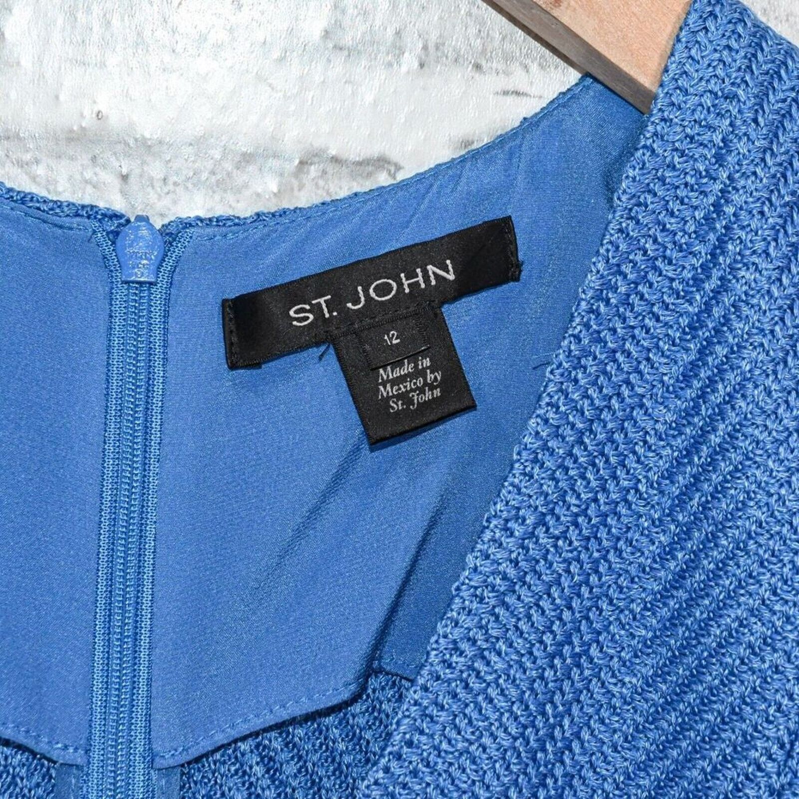St. John ST. JOHN Ottoman Knit Sheath Dress in Blue size 12 Size XL / US 12-14 / IT 48-50 - 3 Thumbnail