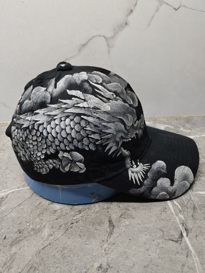 Japanese Brand Vintage Dragon Sukajan Paint Cap Hat Size ONE SIZE - 3 Thumbnail