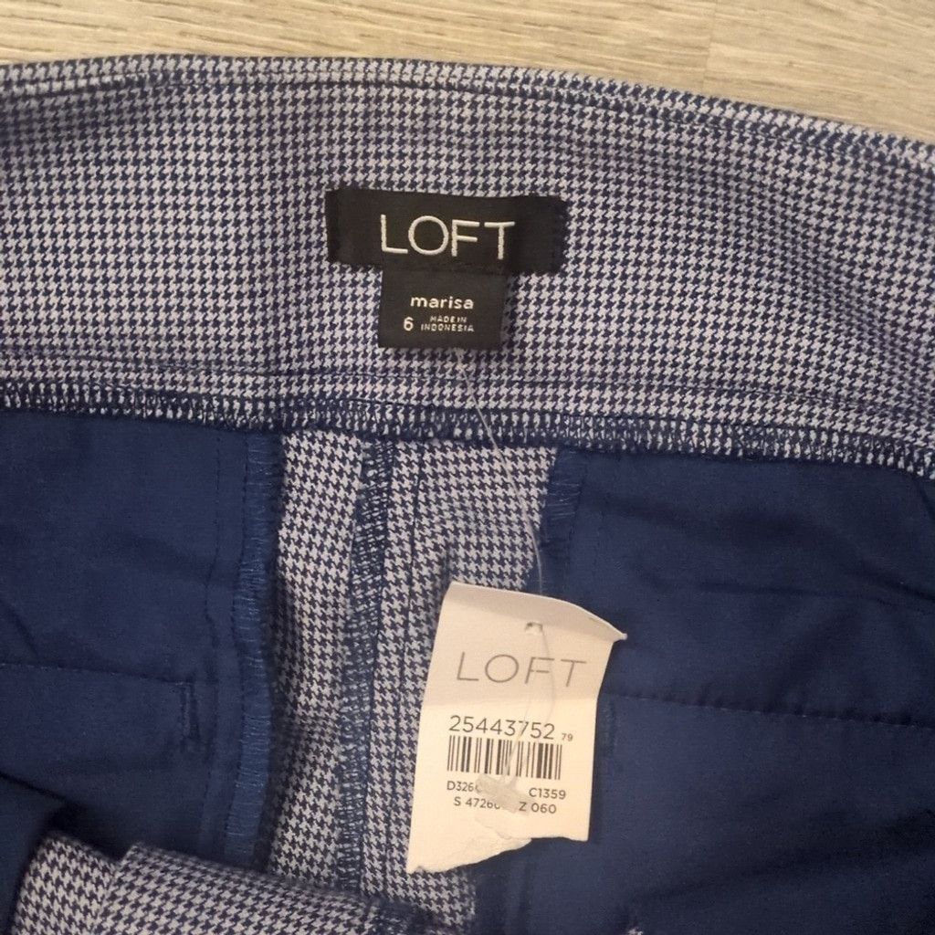 Loft Loft Blue Checkered Marisa Trousers Size 6 Size 28" / US 6 / IT 42 - 2 Thumbnail