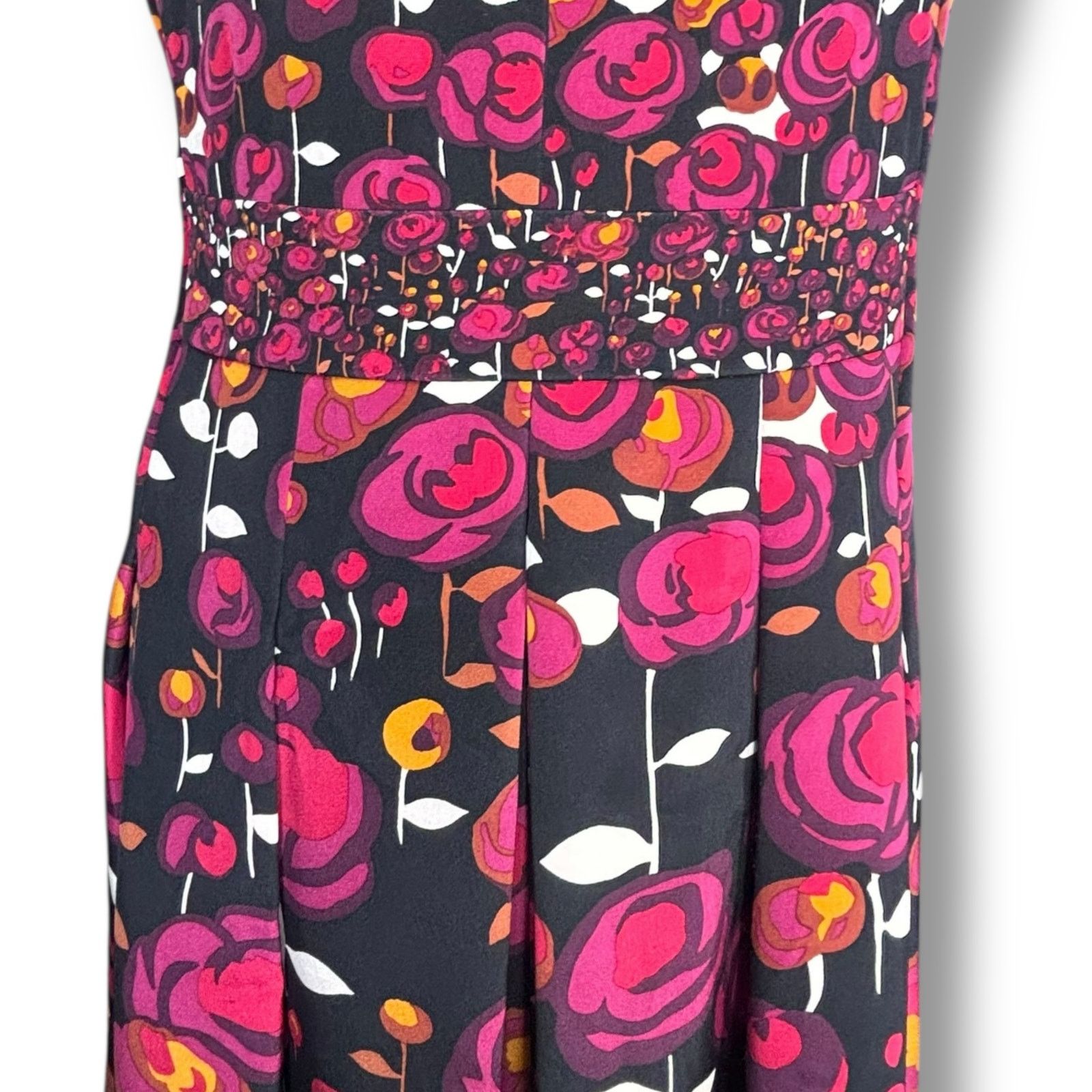 Elie Tahari Elie Tahari Silk Floral Roll Neck Sleeveless A-Line Dress Size M / US 6-8 / IT 42-44 - 6 Thumbnail
