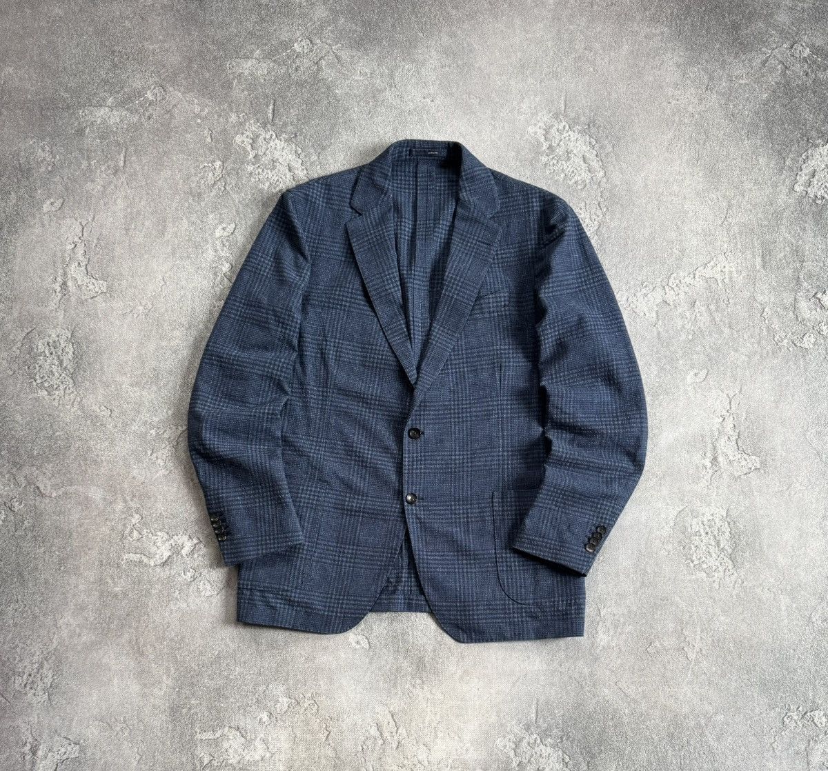 Lardini Lardini L/XL Chekered blue blazer button up jacket casual Size US L / EU 52-54 / 3 - 1 Thumbnail