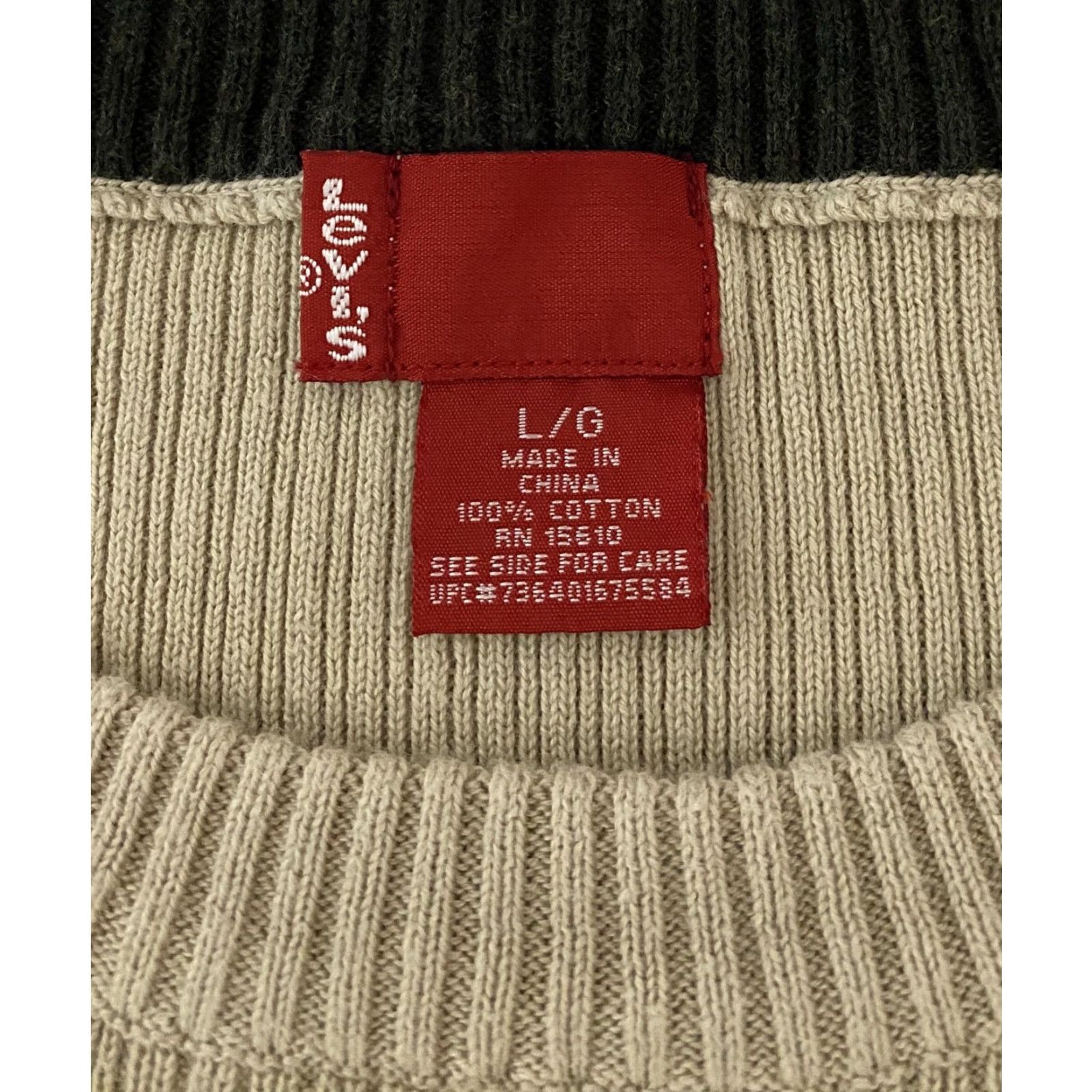 Levi's Levi's Crewneck Knit Sweater Pullover Mens Large Beige Cotton Knit Ribbed Hem Cuffs Size US L / EU 52-54 / 3 - 3 Thumbnail