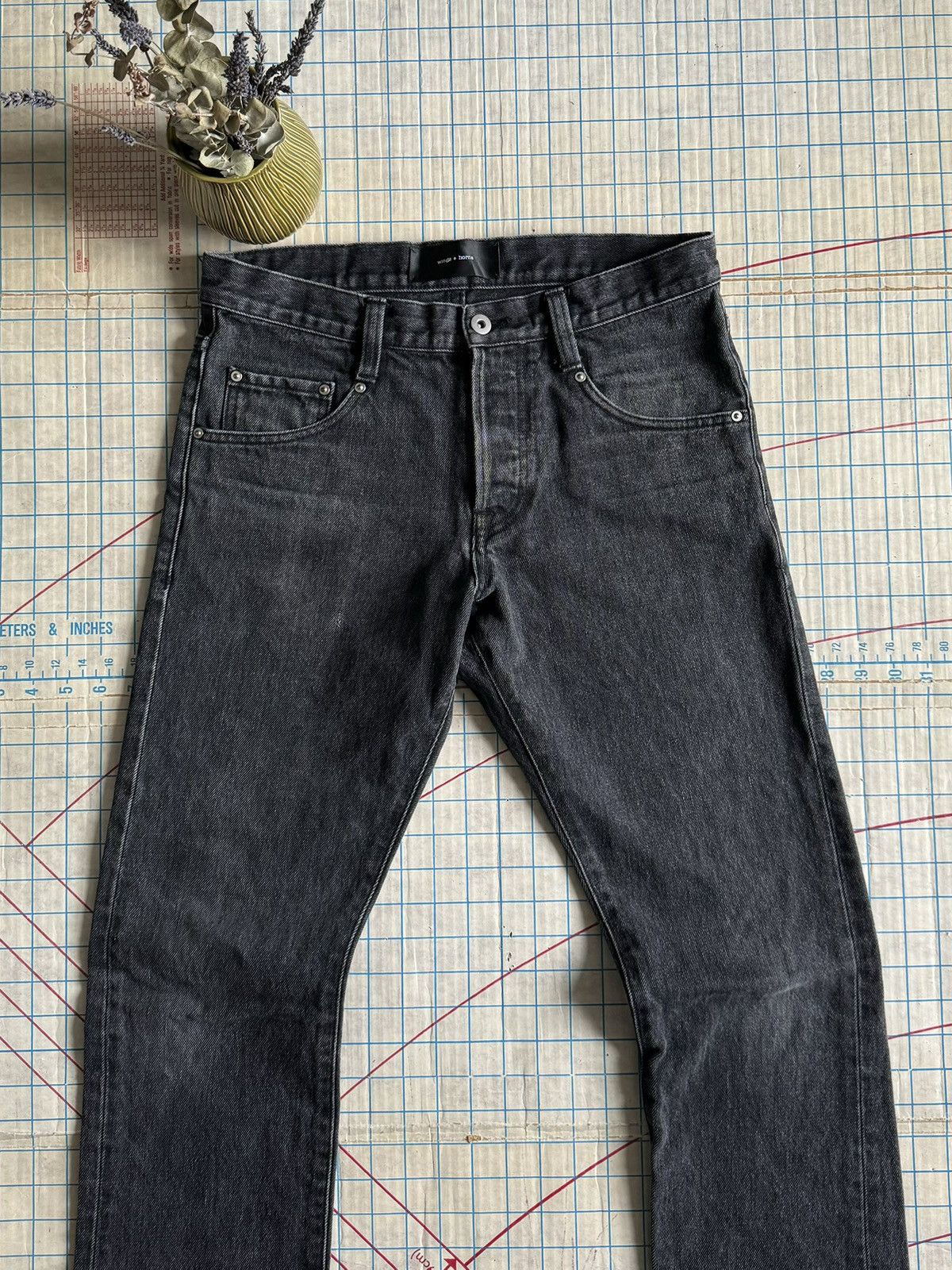 Reigning Champ × Wings + Horns Wings + Horns Faded Black Denim Jeans Slim Fit Size 31 Size US 31 - 3 Thumbnail