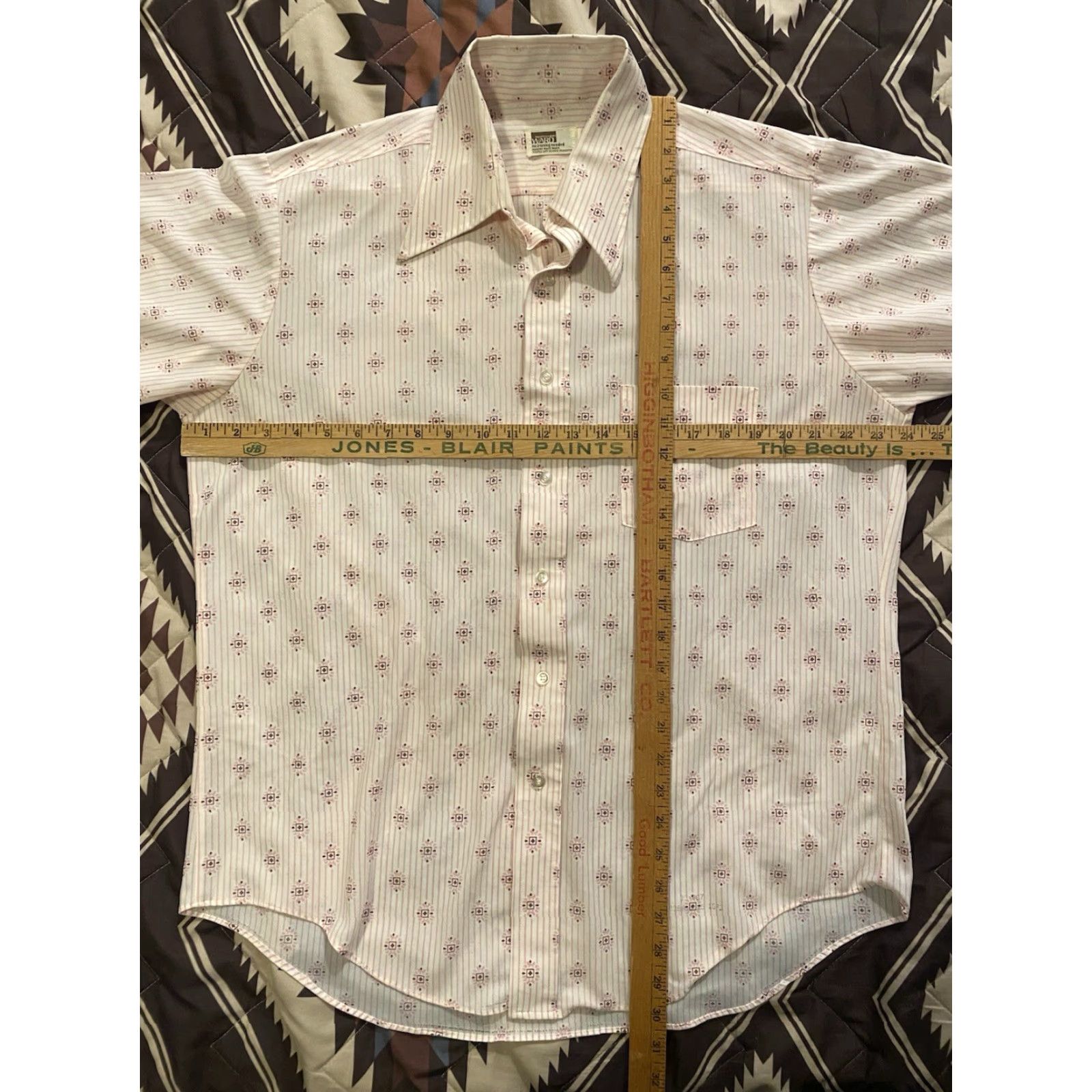 Vintage VINTAGE Montgomery Ward Long Sleeve Button-Down Geometric Pink Mens XL Regular Button-Up Collared Knit Easy Care 70s Retro Size US XL / EU 56 / 4 - 6 Thumbnail