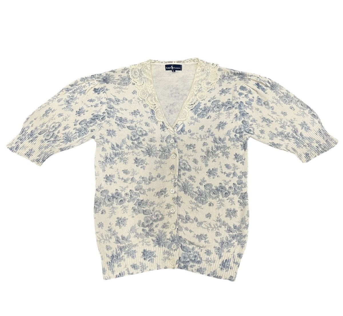 Vintage Vintage Ralph Lauren Floral Button Knit Size S / US 4 / IT 40 - 1 Thumbnail
