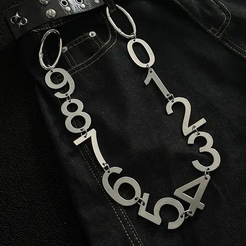 Jewelry 661Silver Number Link Wallet Chain, Men's Hip Hop Accessory Size ONE SIZE - 2 Thumbnail