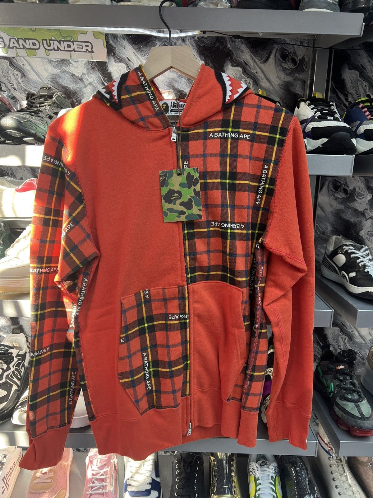 Bape Bape Red Plaid Shark FullZip Hoodie Size US M / EU 48-50 / 2 - 1 Thumbnail