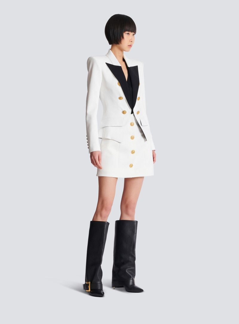 Balmain o1loc1c0526 6-Buttons Two-tone Jacket in White/Black Size M / US 6-8 / IT 42-44 - 3 Thumbnail