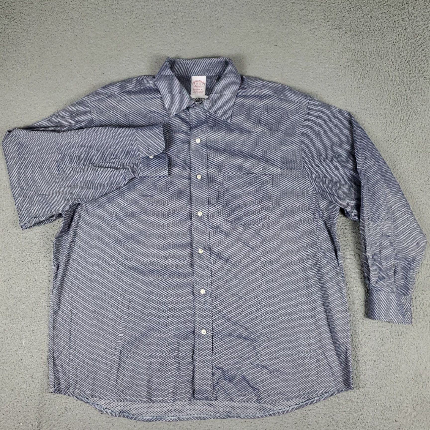 Brooks Brothers VINTAGE Brooks Brothers Dress Shirt Men 17 Blue Long Sleeve Button-Up Business Formal Modern Size 46R - 2 Thumbnail