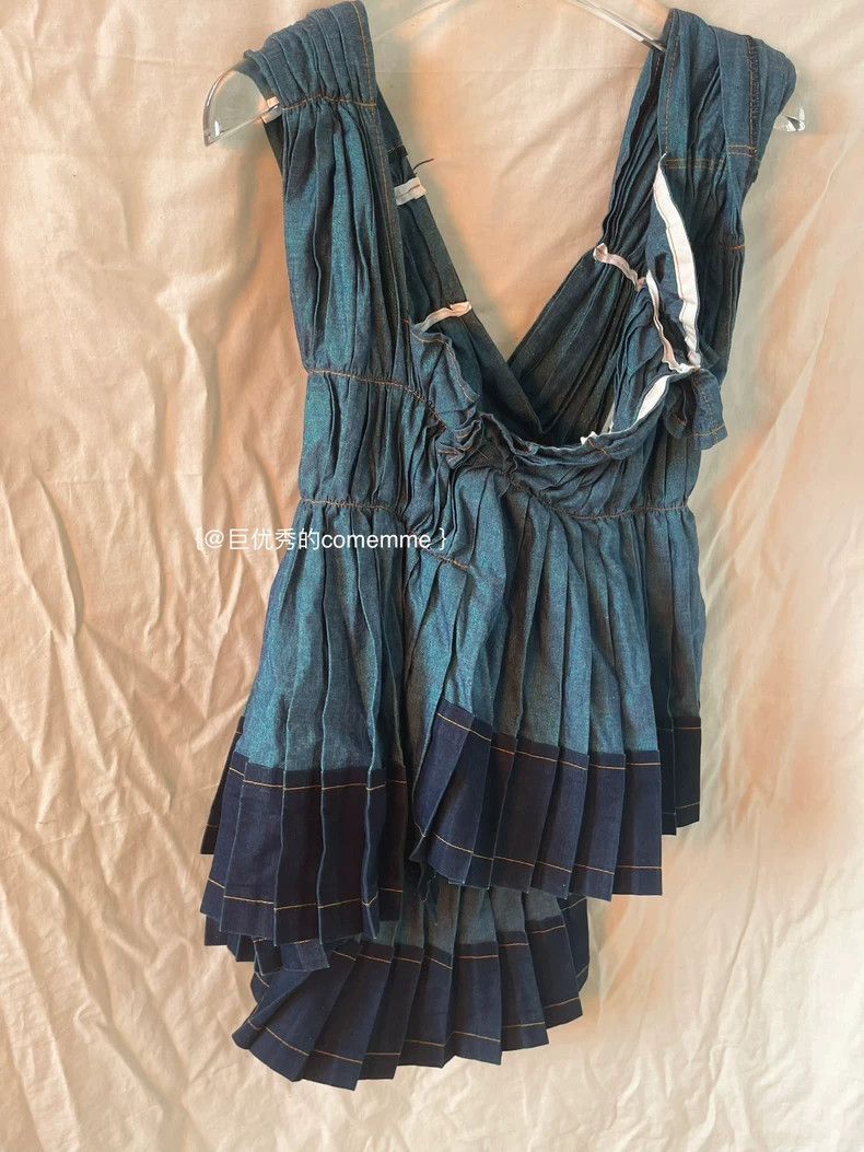 Comme des Garcons Comme Des Garcons Denim Light Blue Dark Blue Patchwork Ple Size S / US 4 / IT 40 - 6 Thumbnail