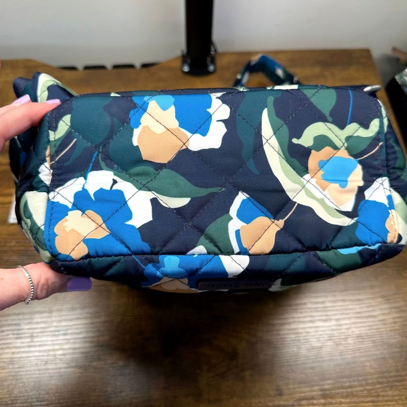 Vera Bradley Vera Bradley Convertible Backpack Immersed Blooms Blue Floral Quilted Twill Bag Size ONE SIZE - 6 Thumbnail