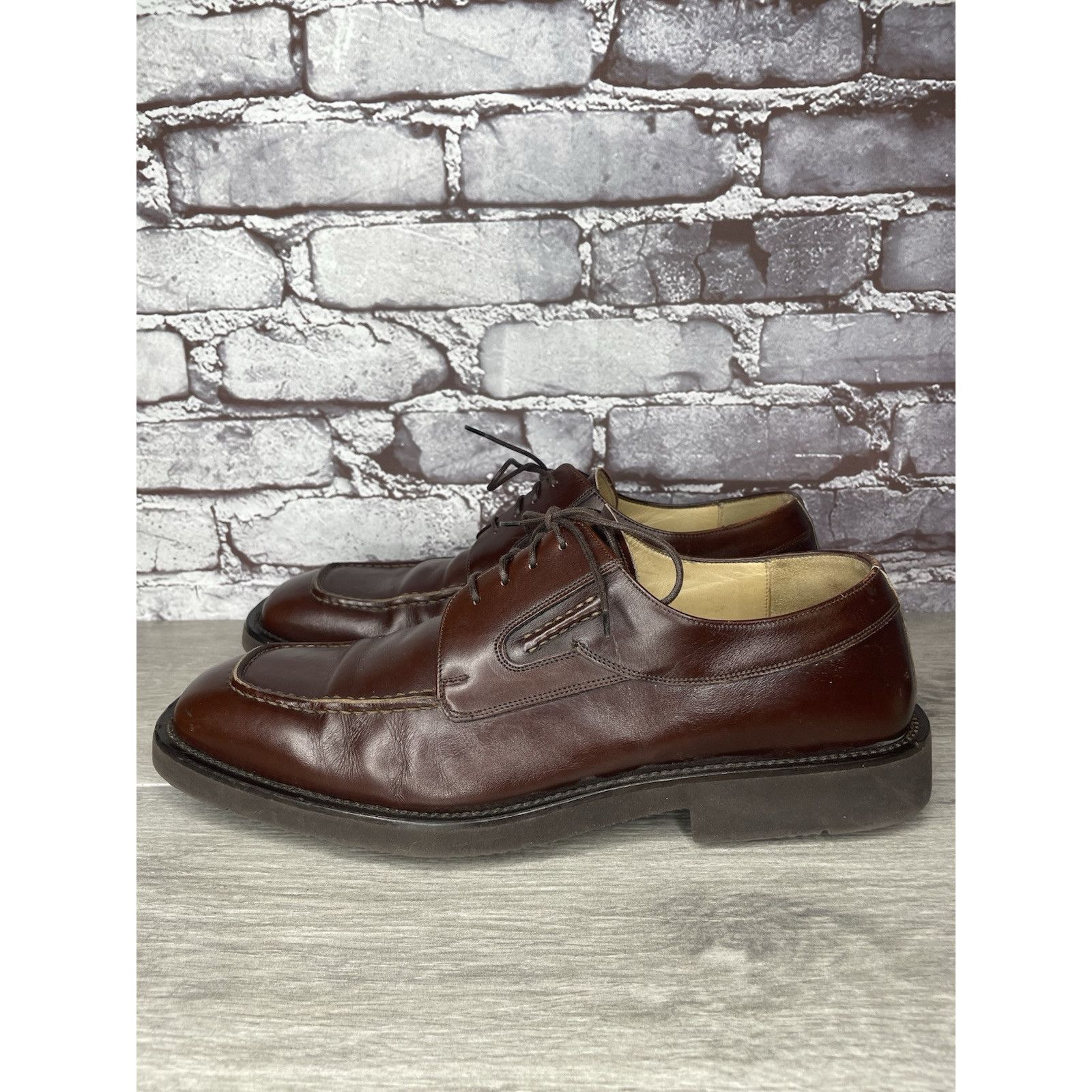 Principe PRINCIPE Brown Leather Square Toe XL Light Oxfords Lace Shoe Size US 10 / EU 43 - 1 Thumbnail