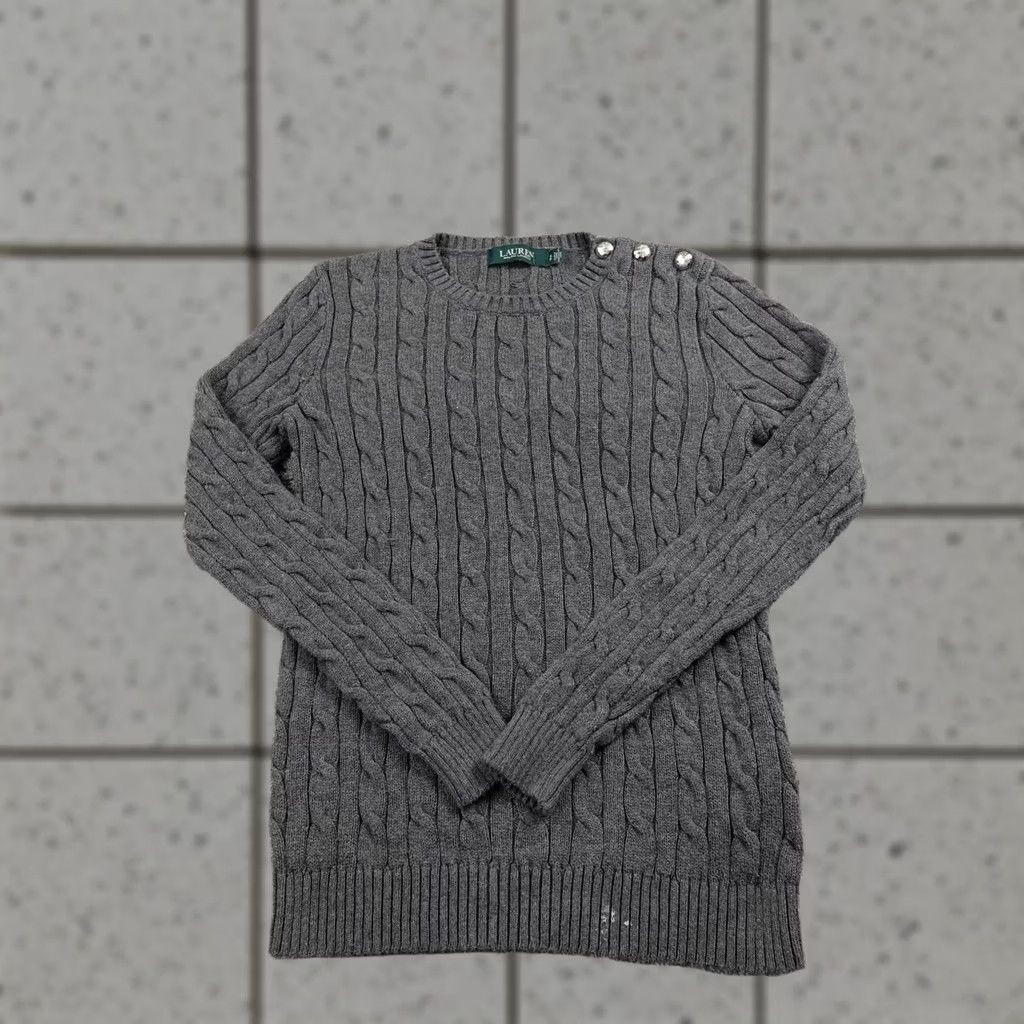 Ralph Lauren Ralph Lauren Sweater Womens S Gray 3D Aran Cable Knit Pullover Crewneck Preppy Size S / US 4 / IT 40 - 1 Thumbnail