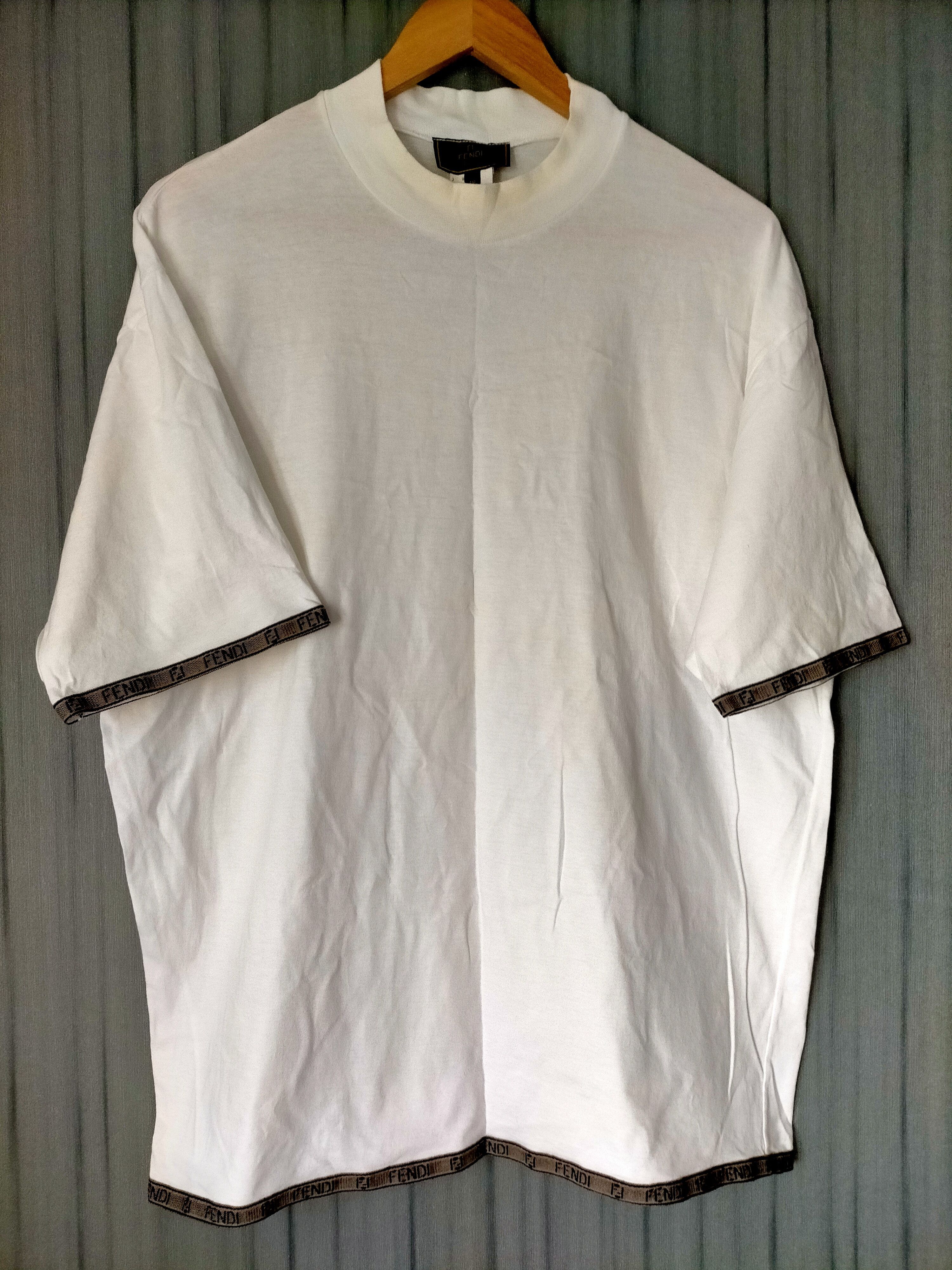 Fendi Fendi Made in italy Side Tape White Tee Size US L / EU 52-54 / 3 - 1 Thumbnail