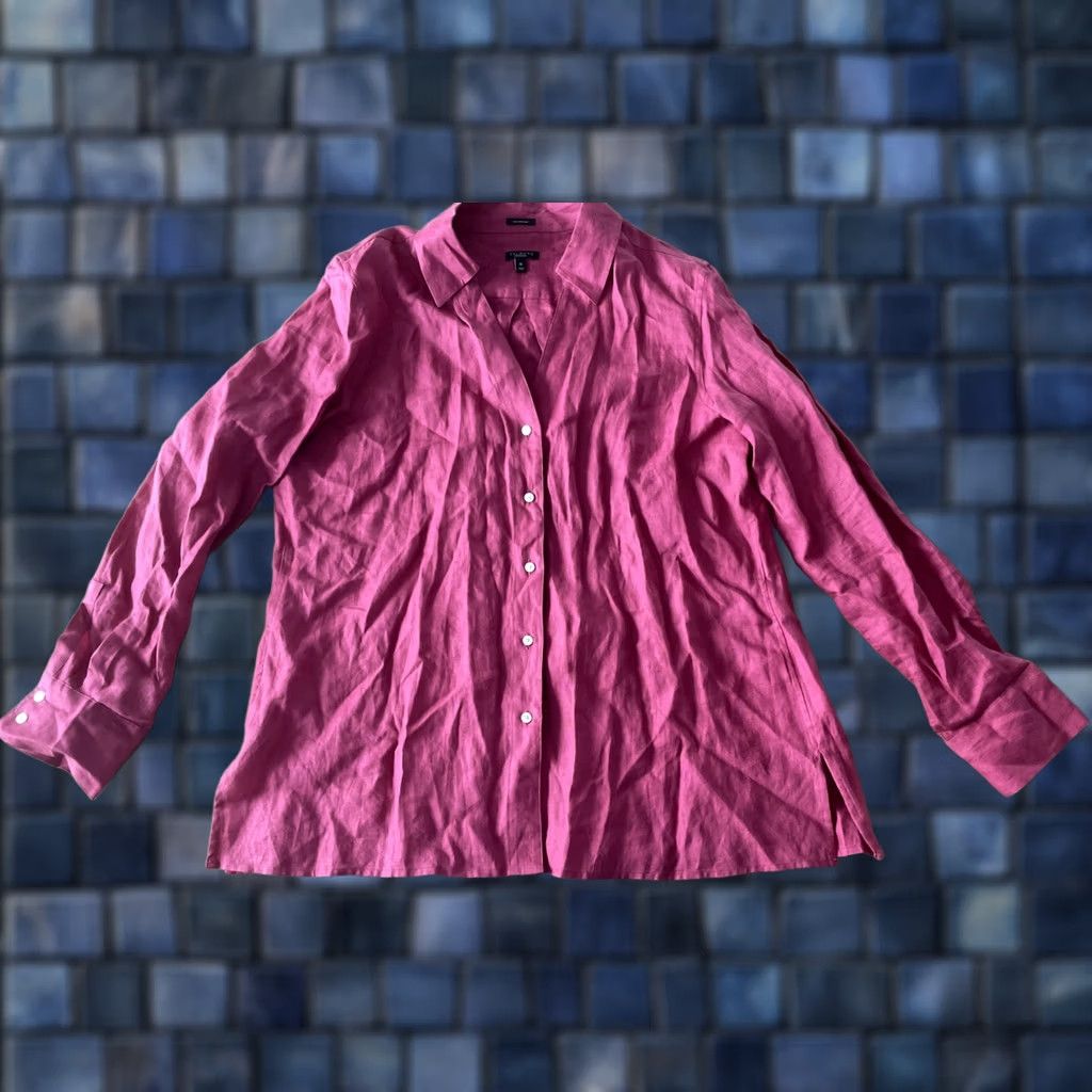 Talbots Talbots 100% Linen Blouse Womens Size 16 Pink Long Sleeve Button Up Shirt Size XXL / US 16-18 / IT 52-54 - 1 Thumbnail