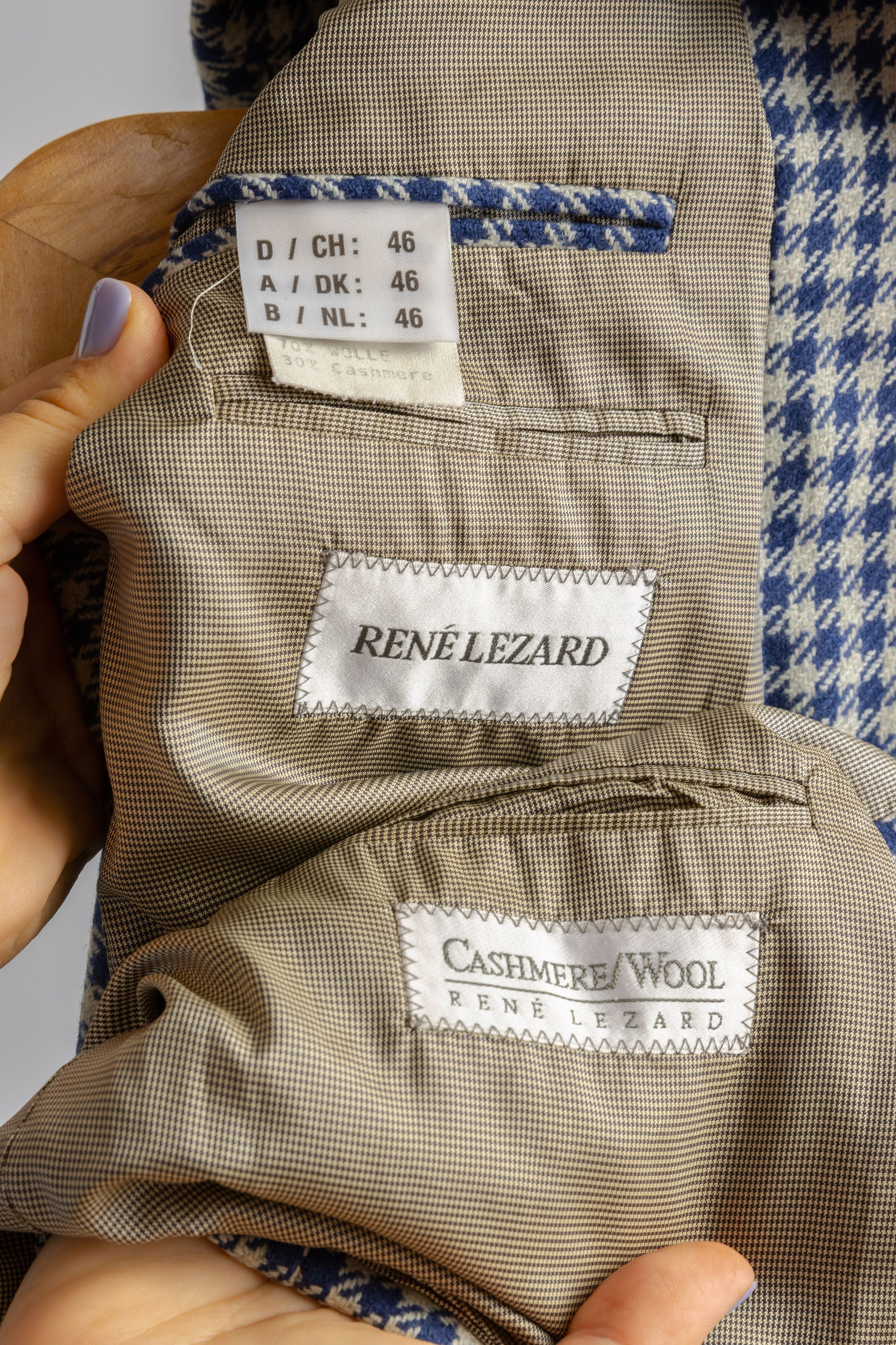 Other RENE LEZARD Blue Checked Wool Blazer 8702 Size US M / EU 48-50 / 2 - 7 Thumbnail